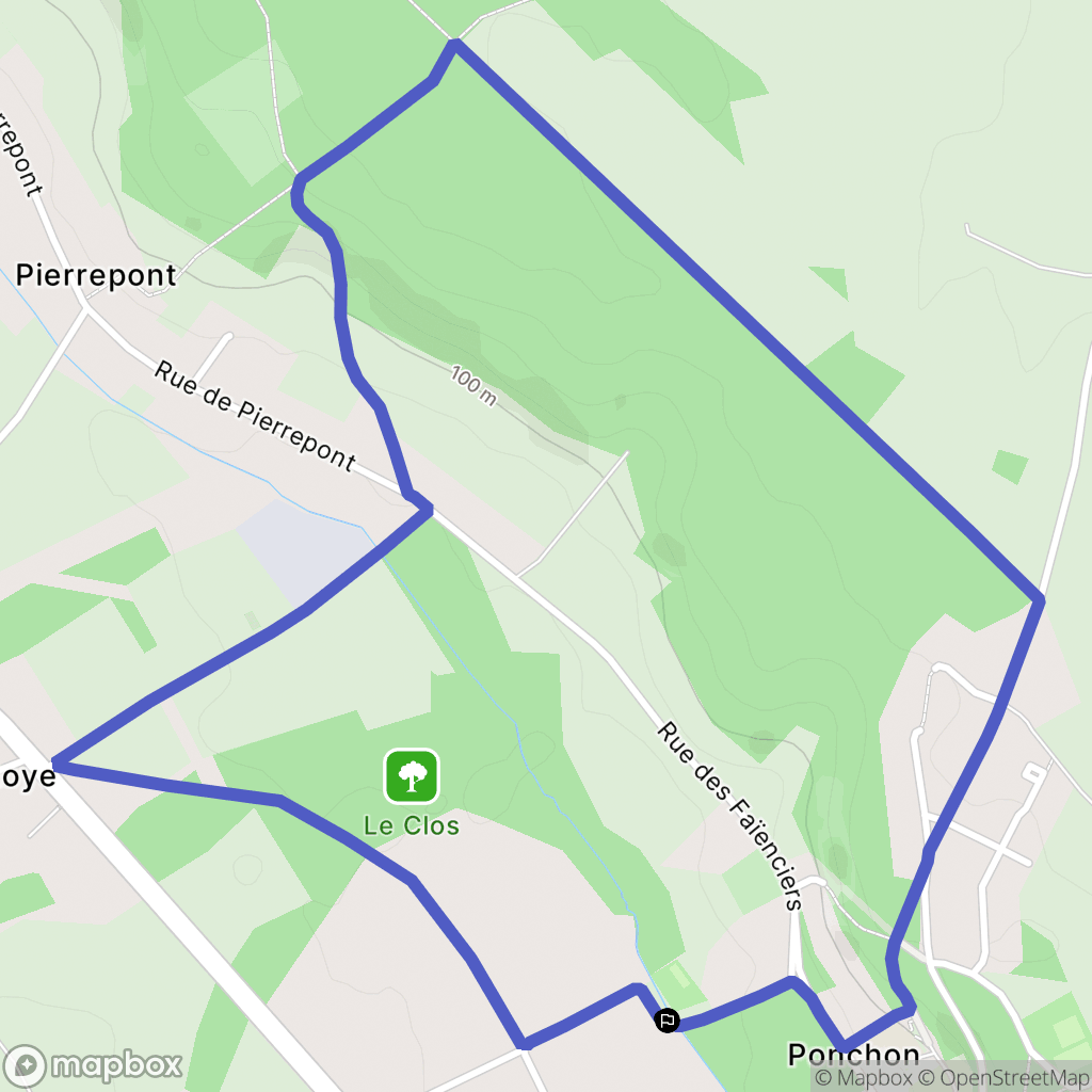 Ponchon : carte du parcours de randonnée - France