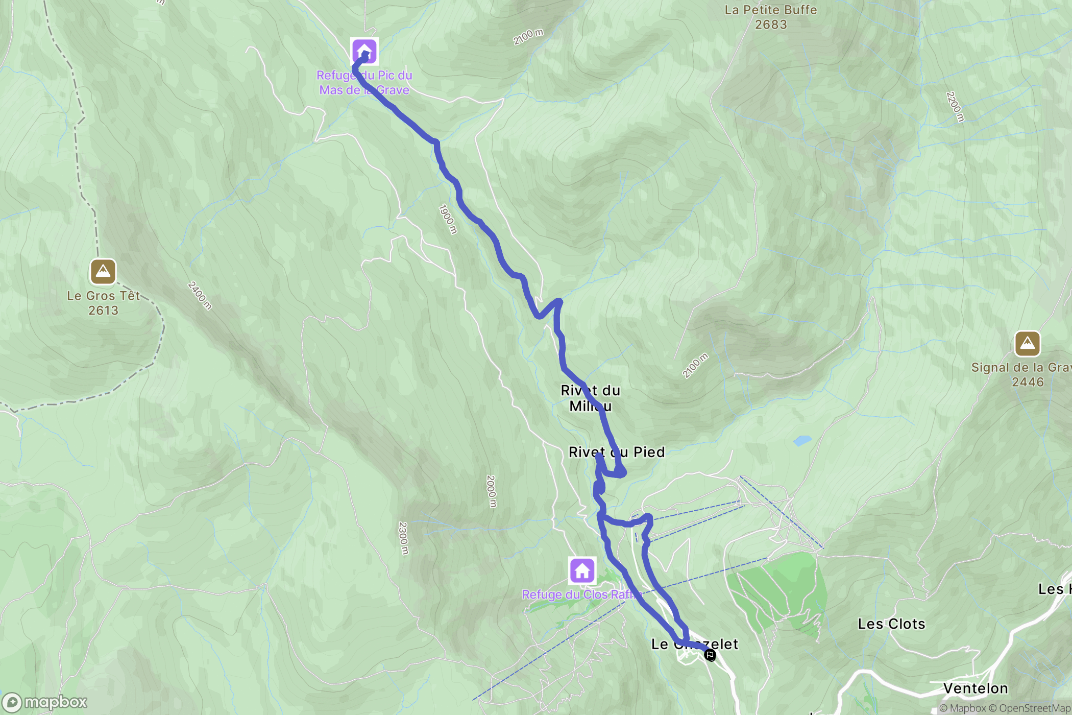 La Grave : carte du parcours de randonnée - France