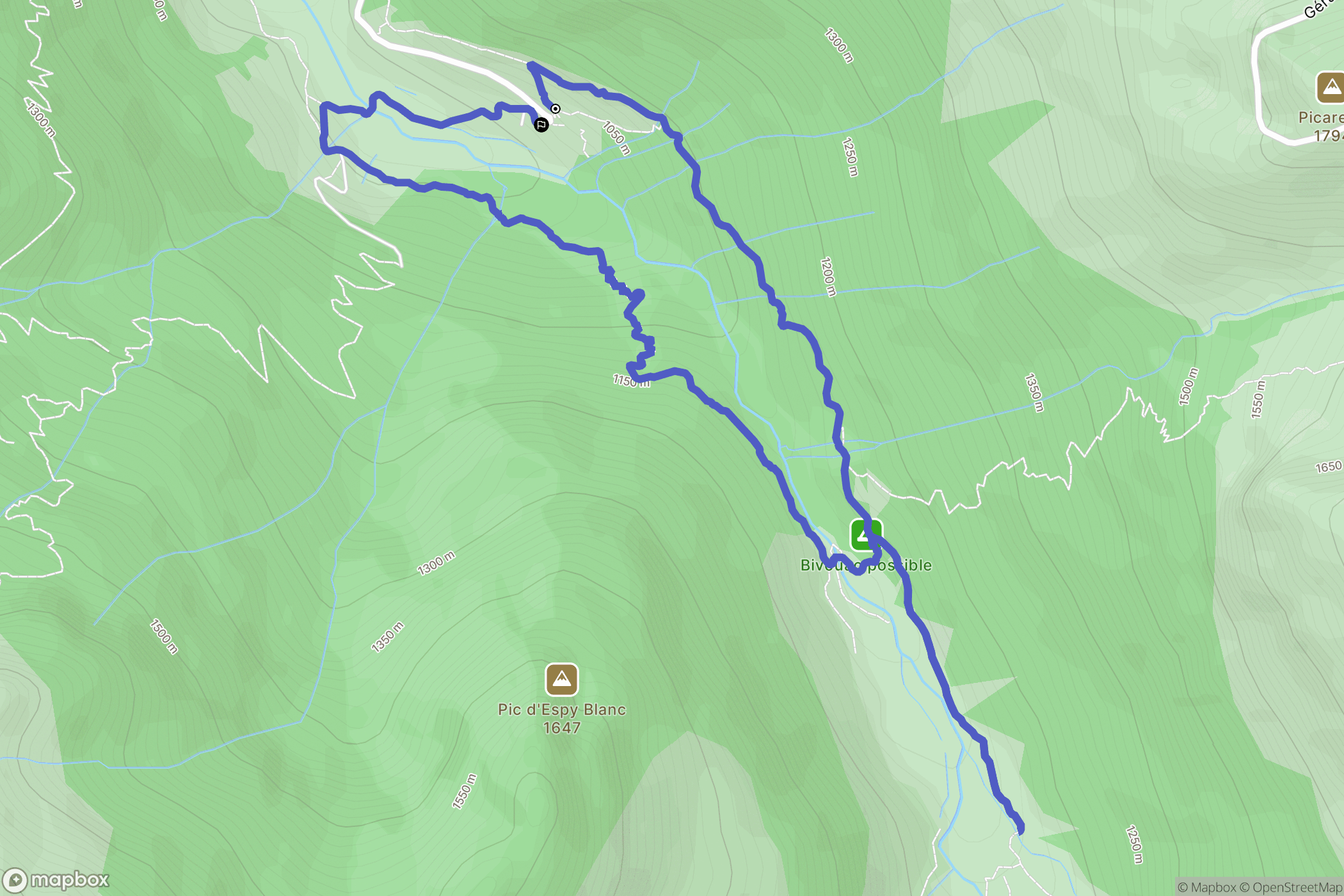 Ustou : carte du parcours de randonnée - France