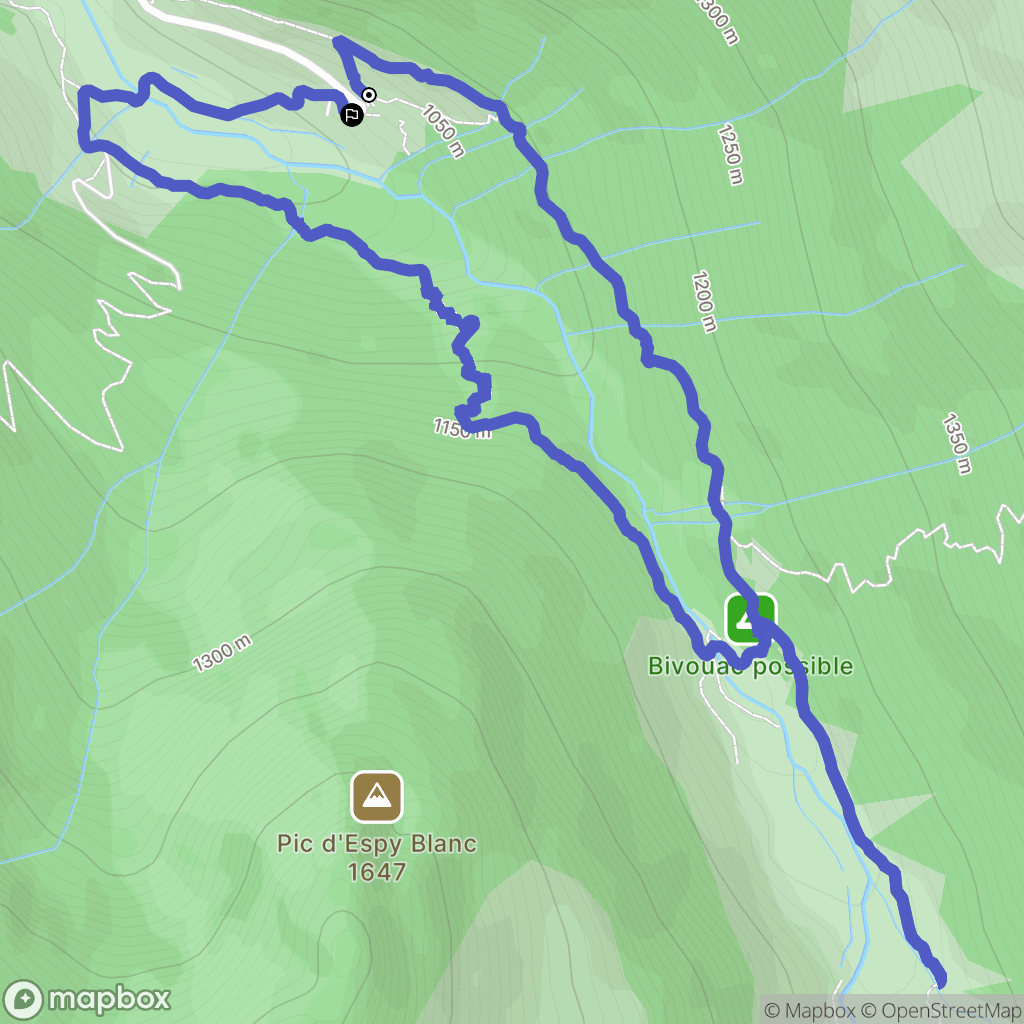 Ustou : carte du parcours de randonnée - France