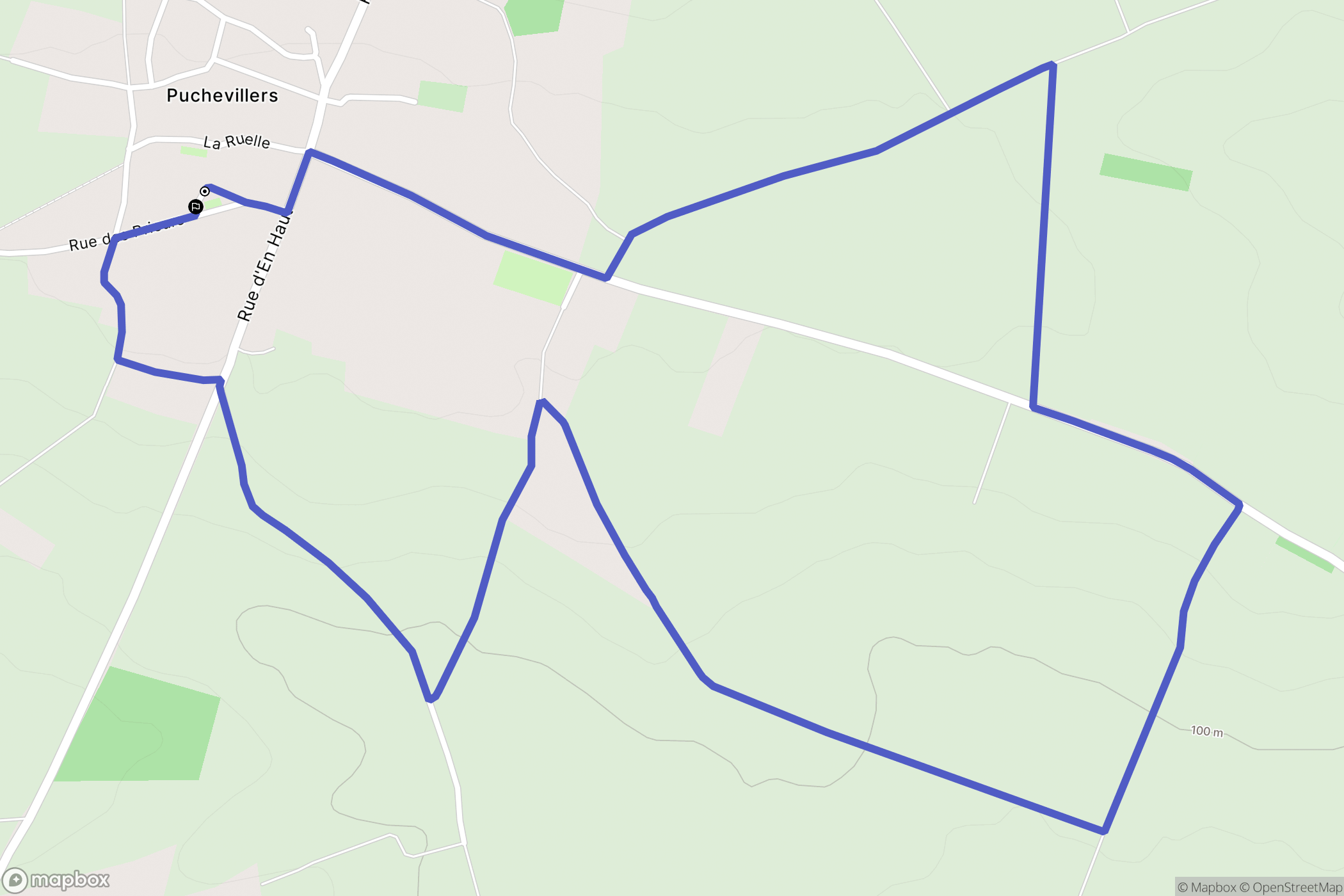 Puchevillers : carte du parcours de randonnée - France