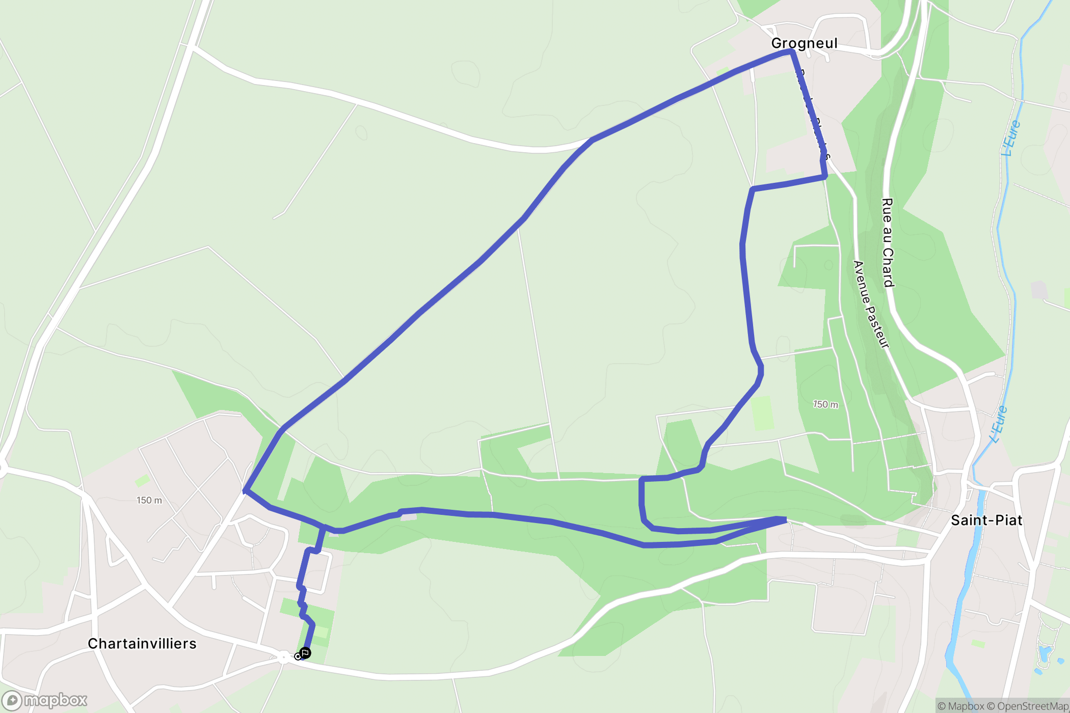 Chartainvilliers : carte du parcours de randonnée - France