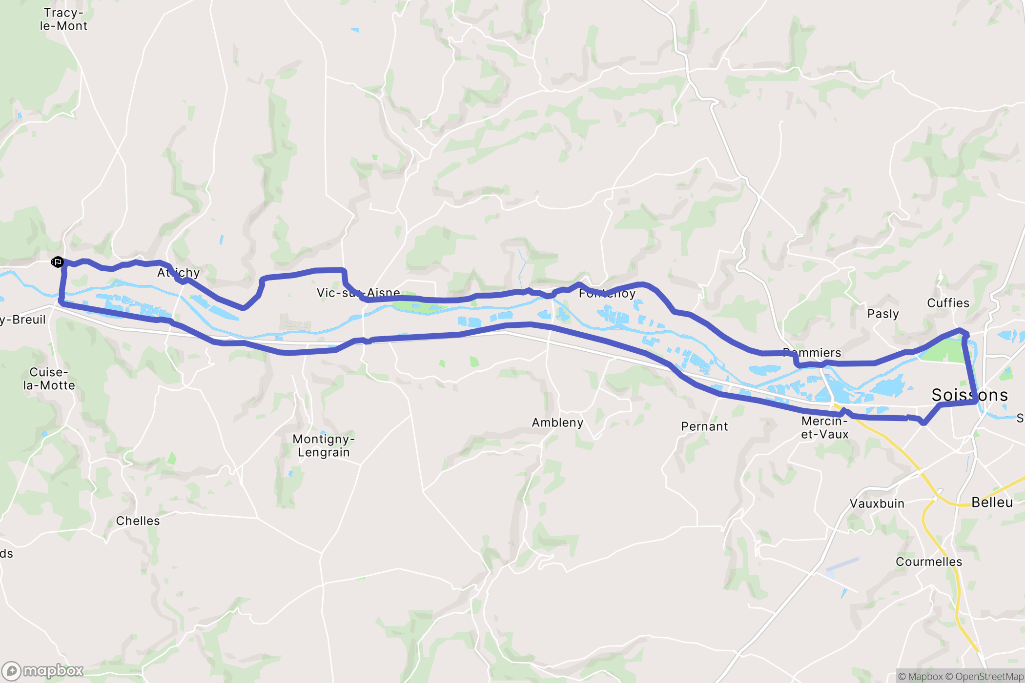 Berneuil-sur-Aisne : carte du parcours de randonnée - France