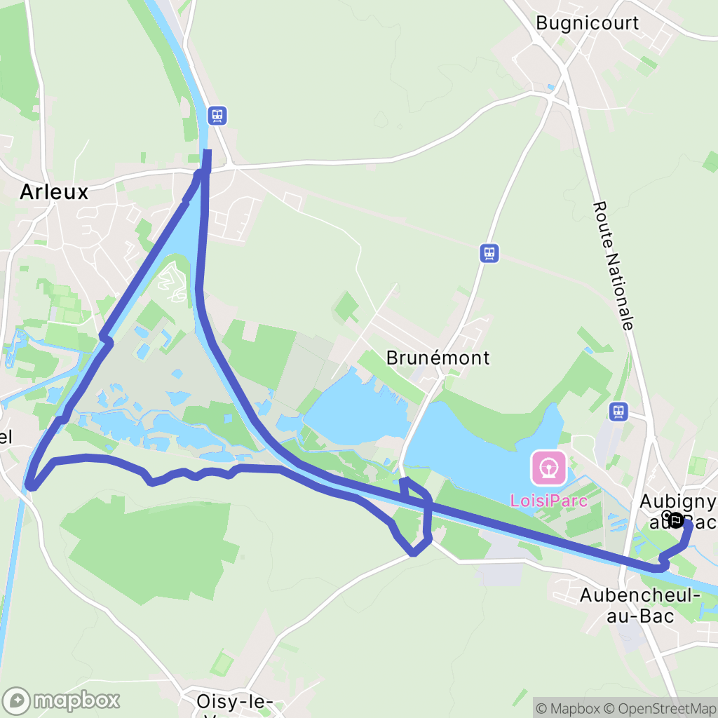 Aubigny-au-Bac : carte du parcours de randonnée - France