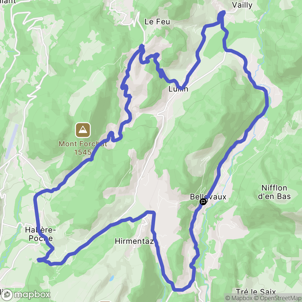 Bellevaux : carte du parcours de randonnée - France