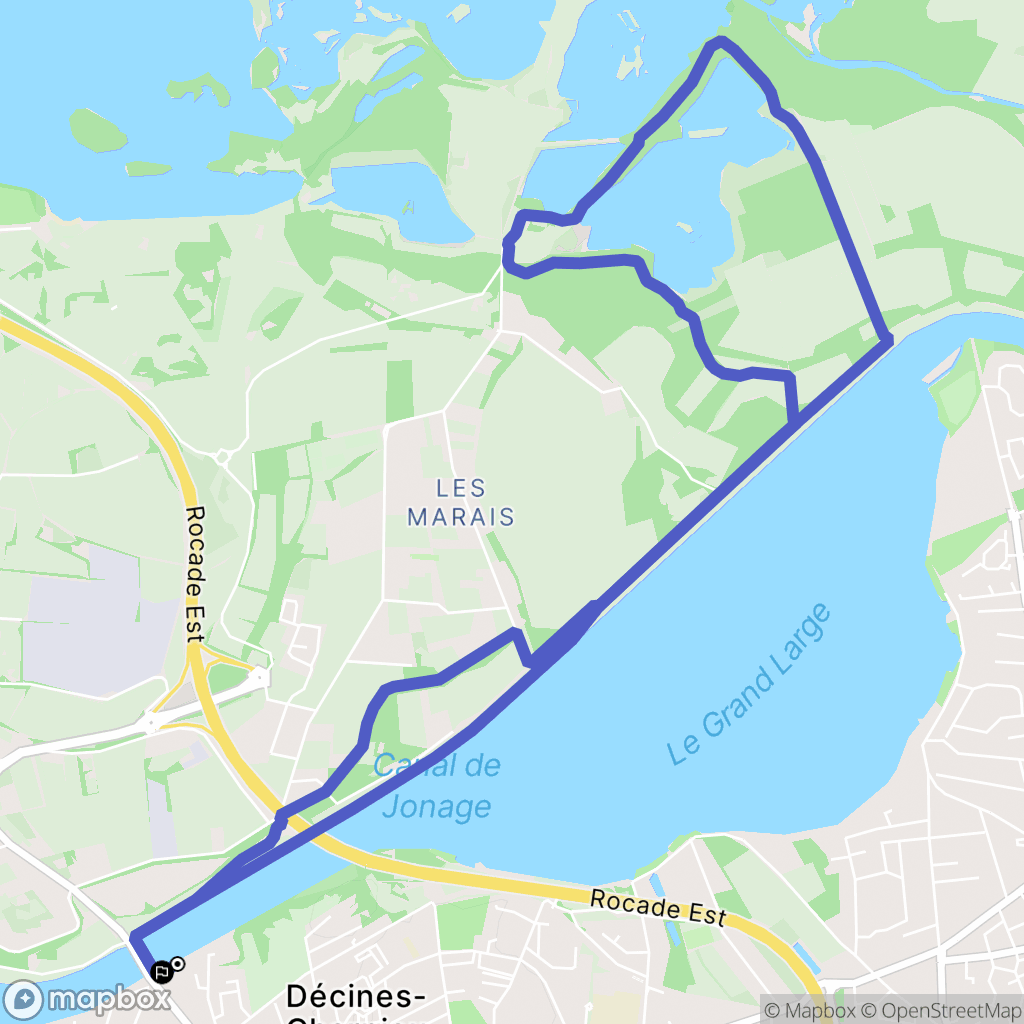 Décines-Charpieu : carte du parcours de randonnée - France