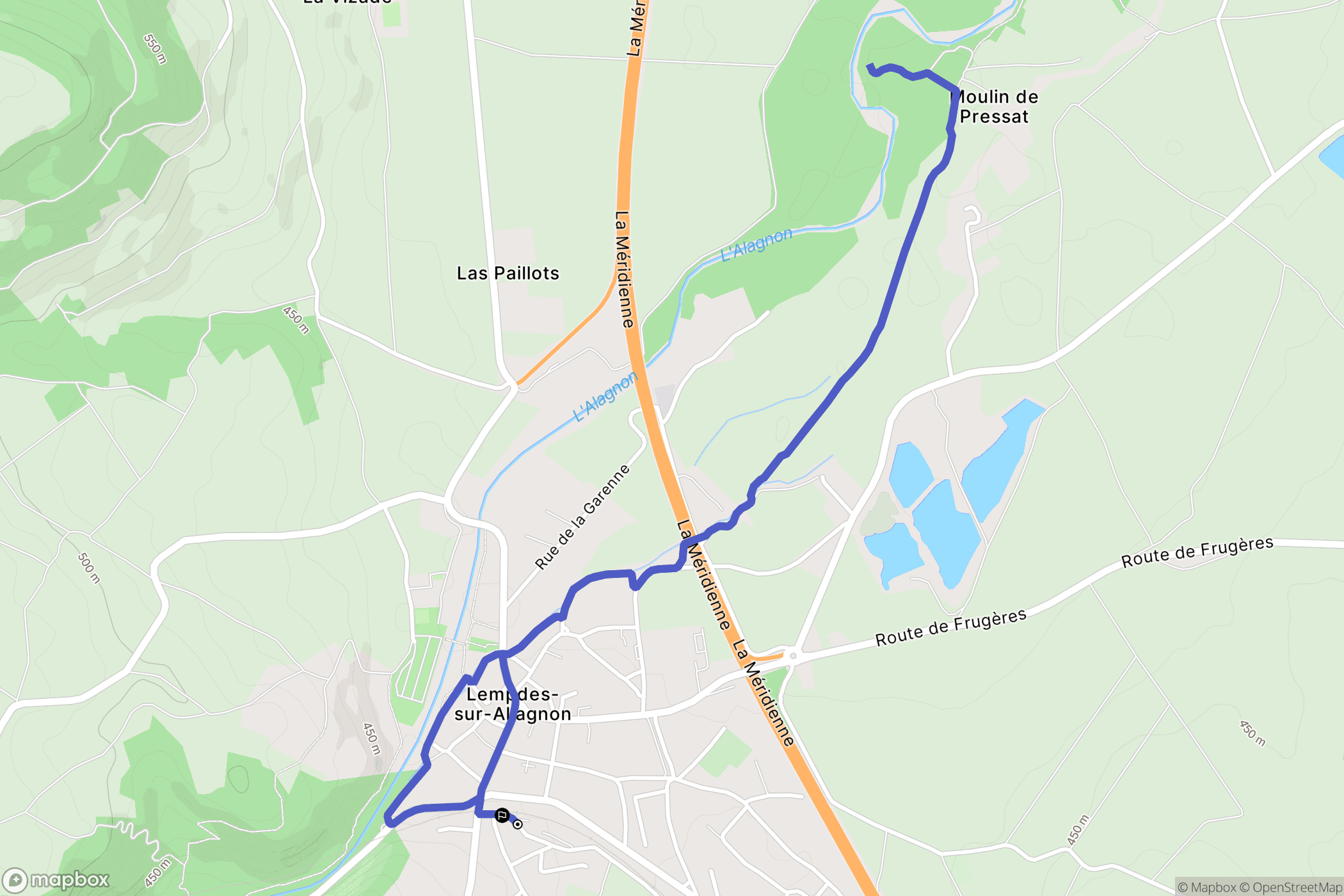 Lempdes-sur-Allagnon : carte du parcours de randonnée - France
