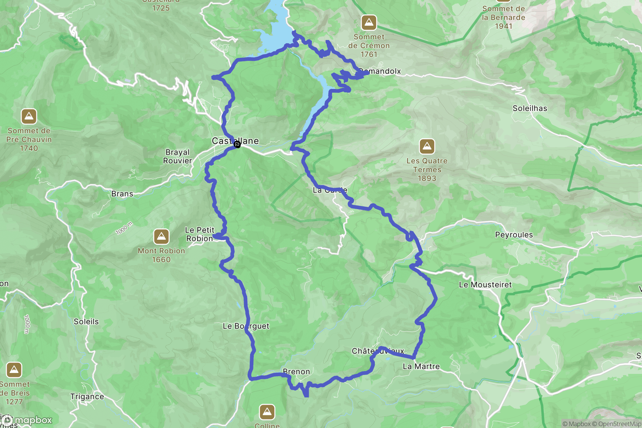 Castellane : carte du parcours de randonnée - France