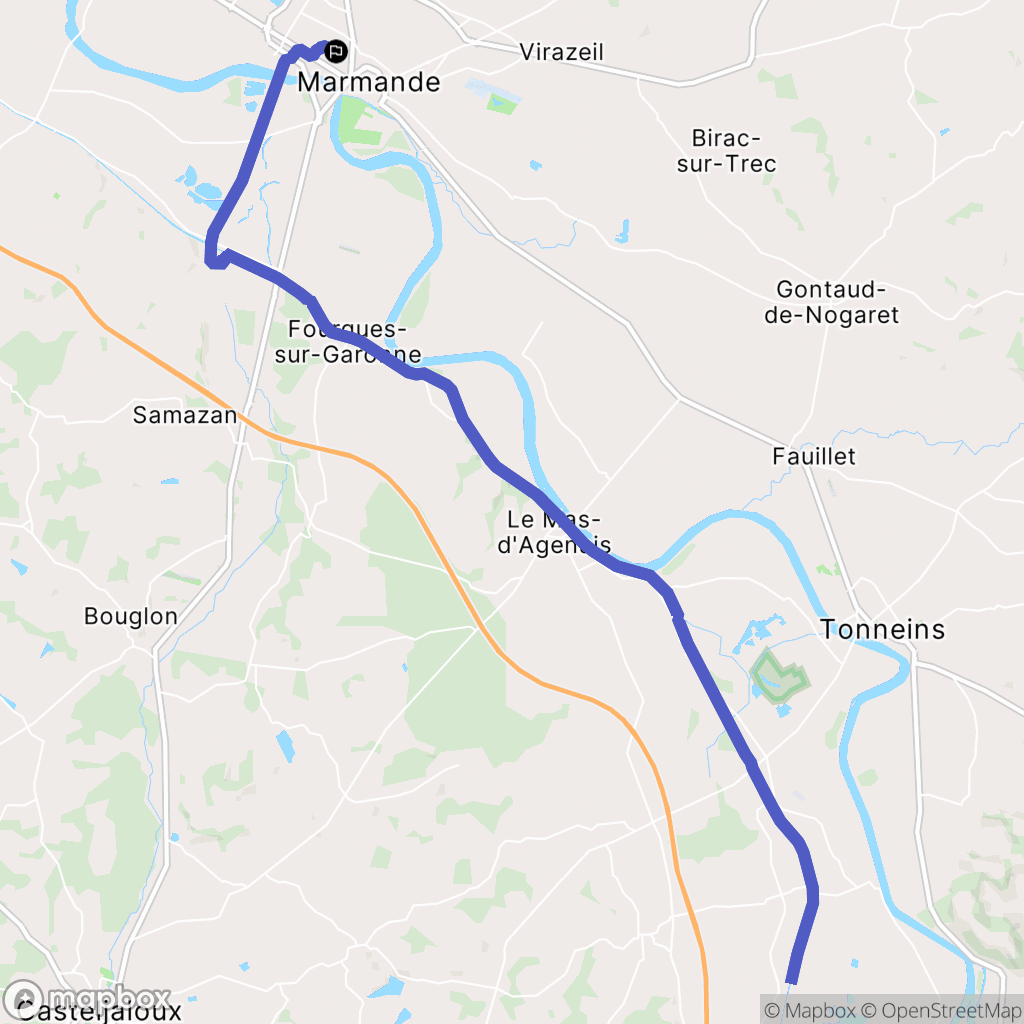 Marmande : carte du parcours de randonnée - France