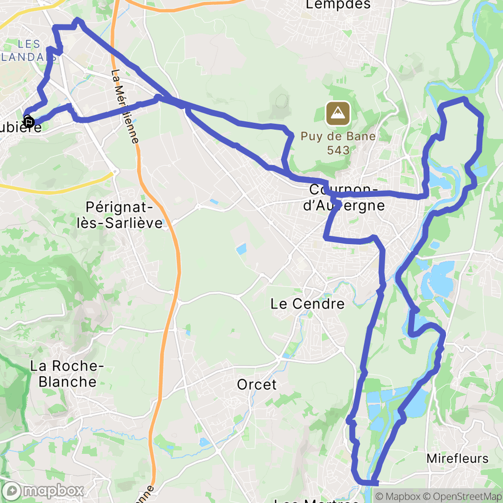 Aubière : carte du parcours de randonnée - France