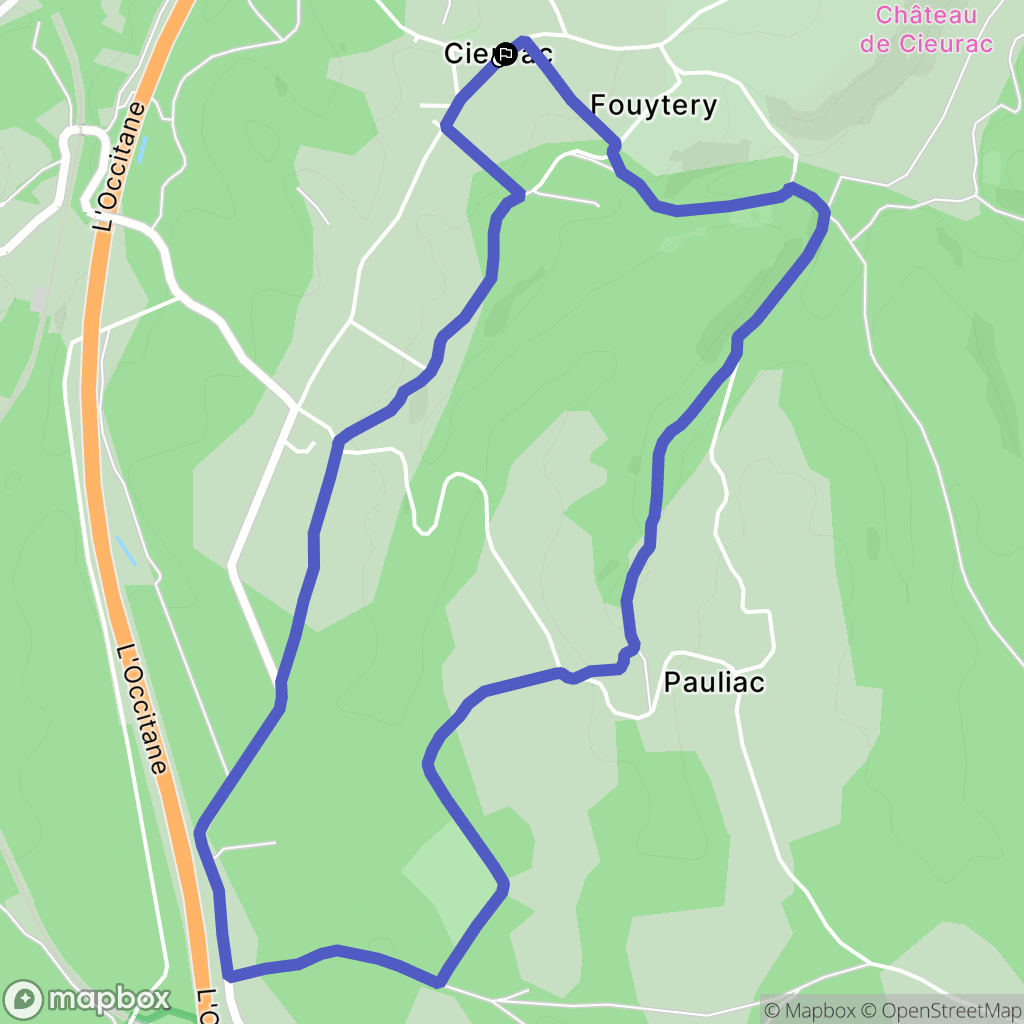 Cieurac : carte du parcours de randonnée - France