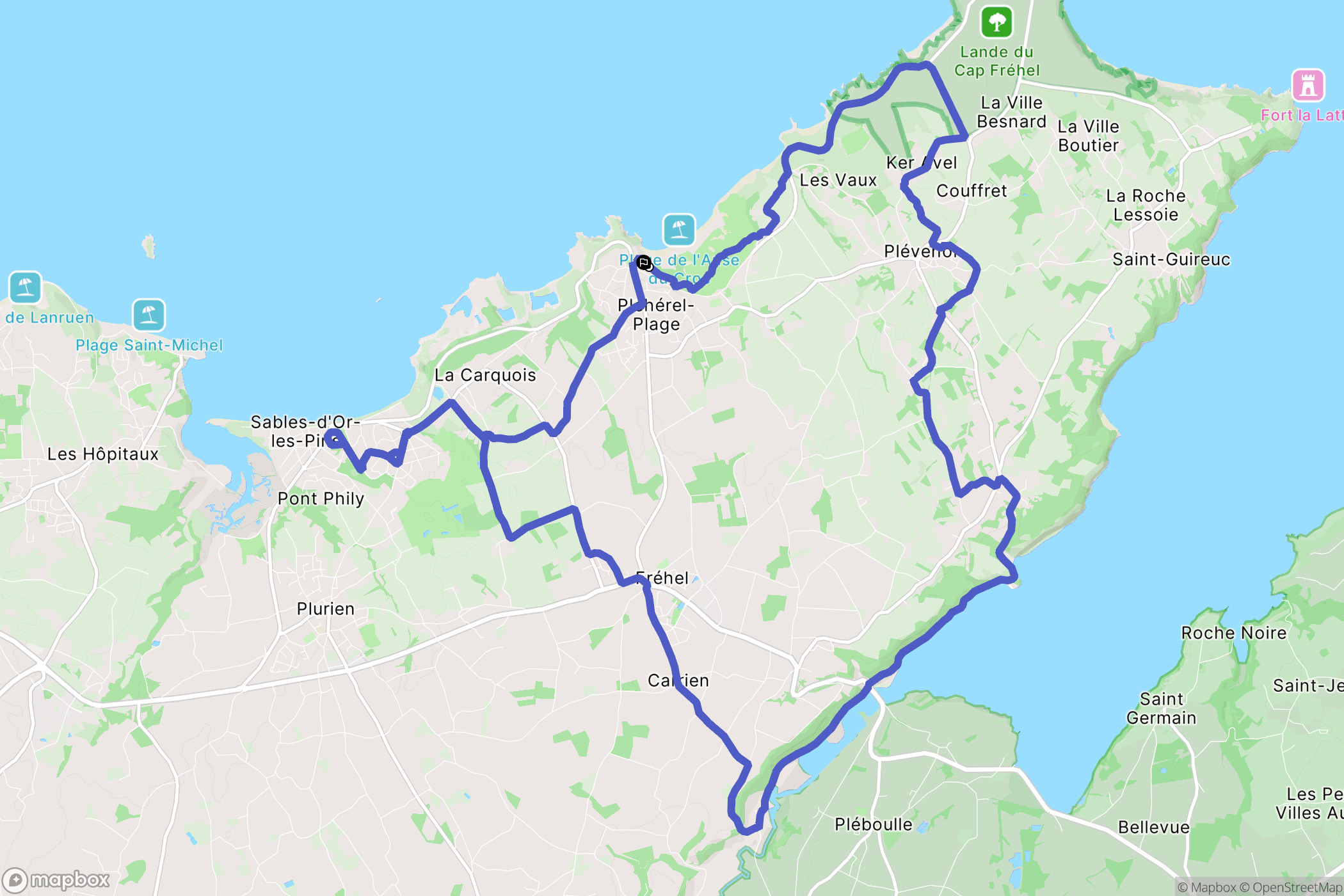 Fréhel : carte du parcours de randonnée - France