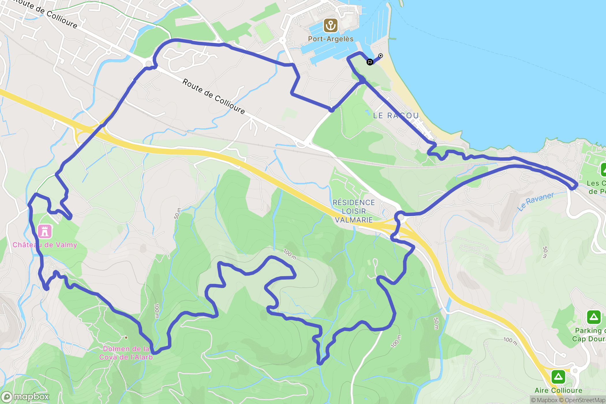 Argelès-sur-Mer : carte du parcours de randonnée - France