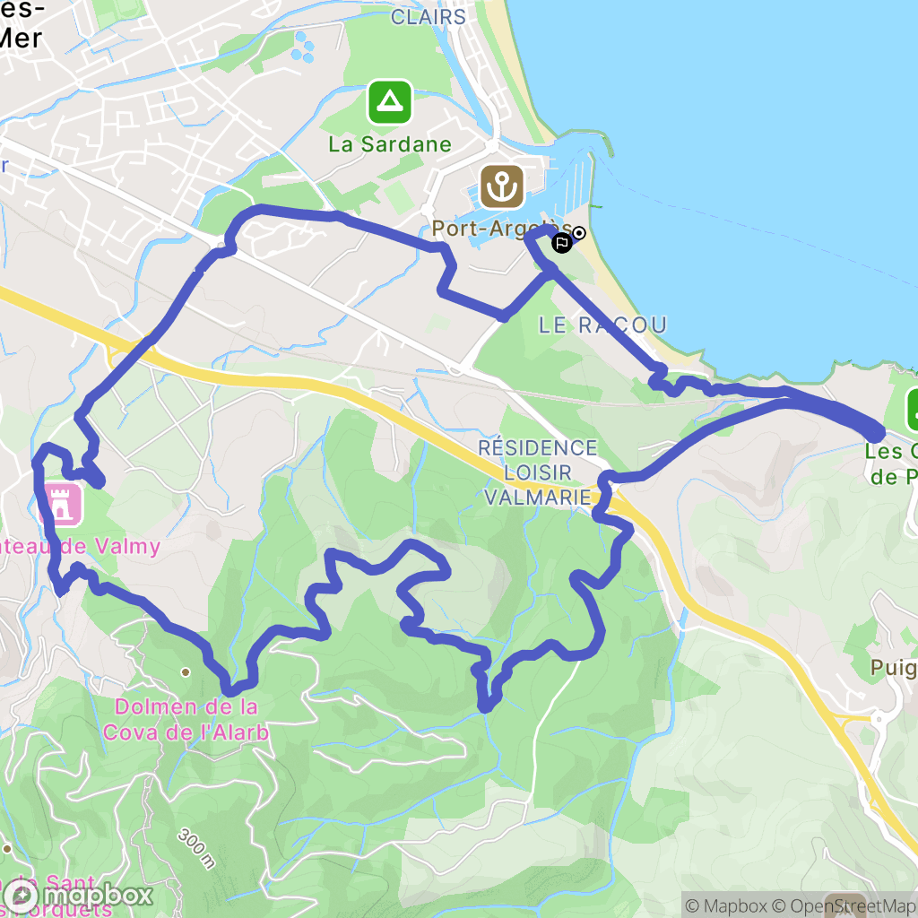 Argelès-sur-Mer : carte du parcours de randonnée - France