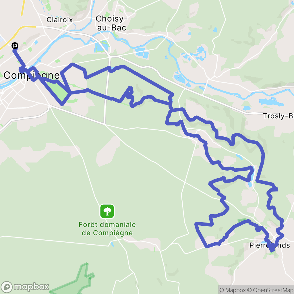 Margny-lès-Compiègne : carte du parcours de randonnée - France