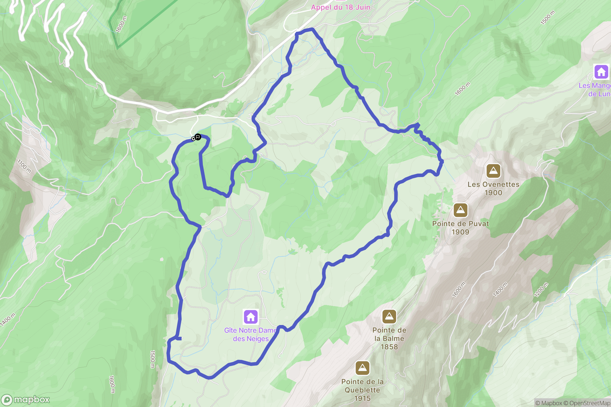 Fillière : carte du parcours de randonnée - France