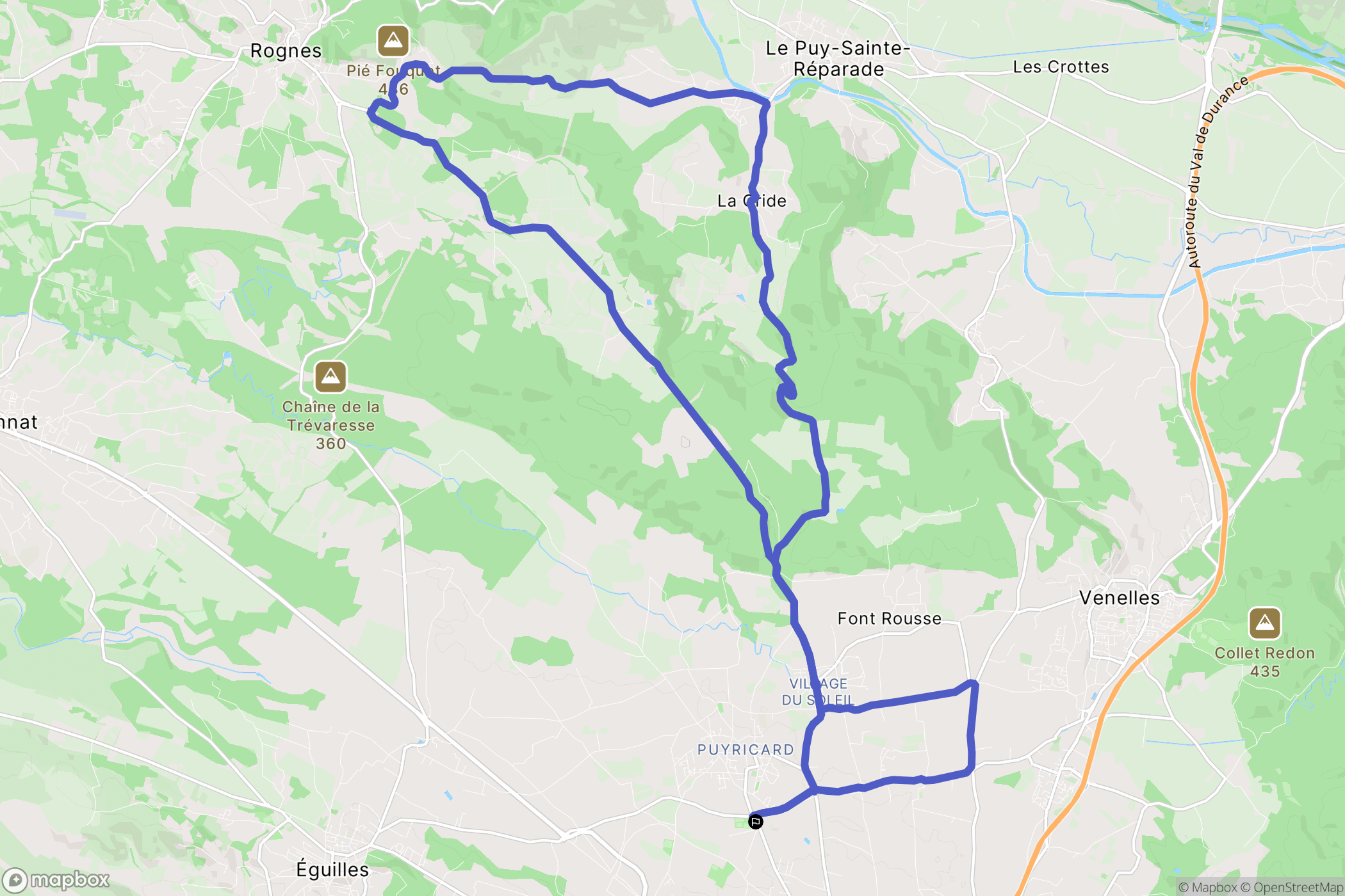 Aix-en-Provence : carte du parcours de randonnée - France