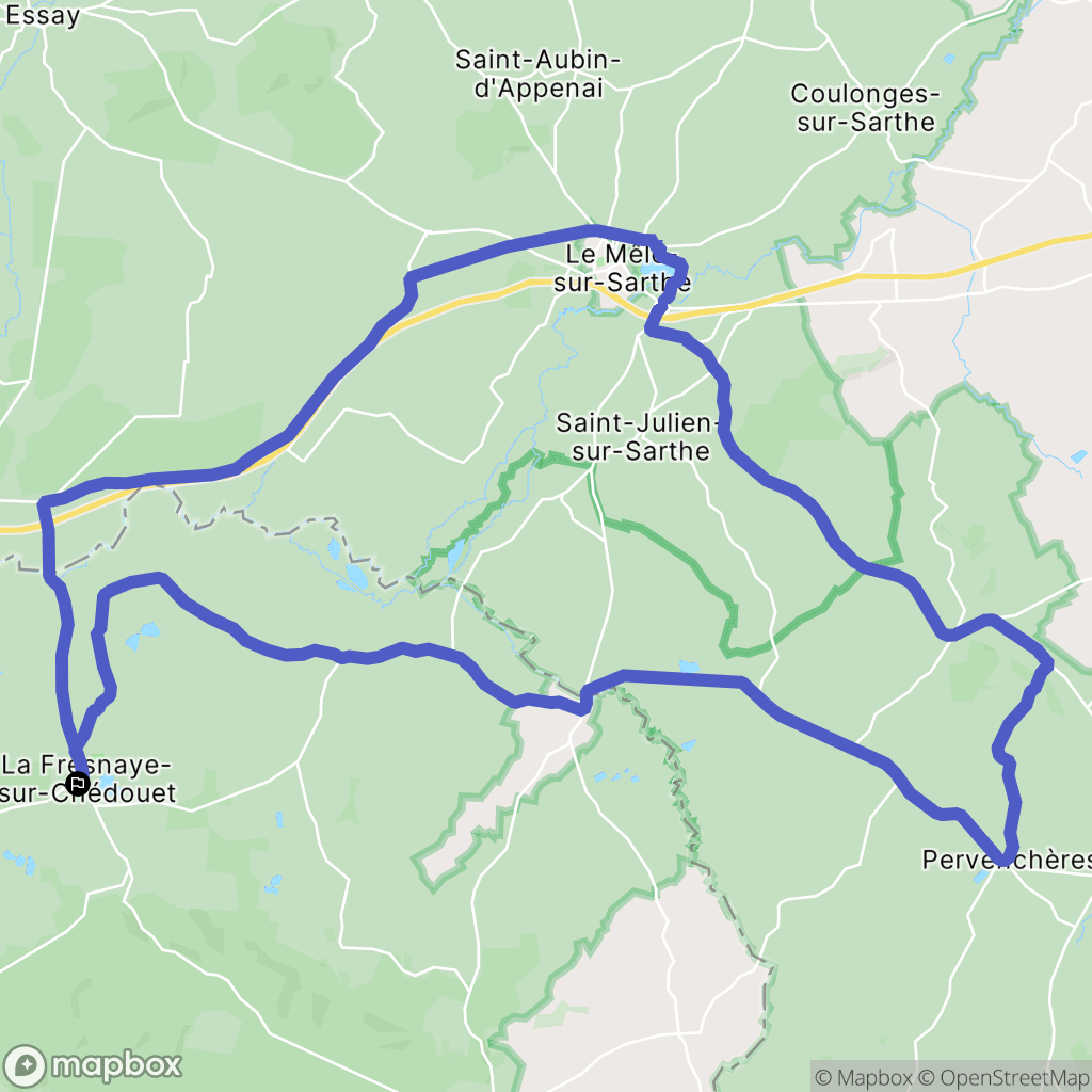Villeneuve-en-Perseigne : carte du parcours de randonnée - France
