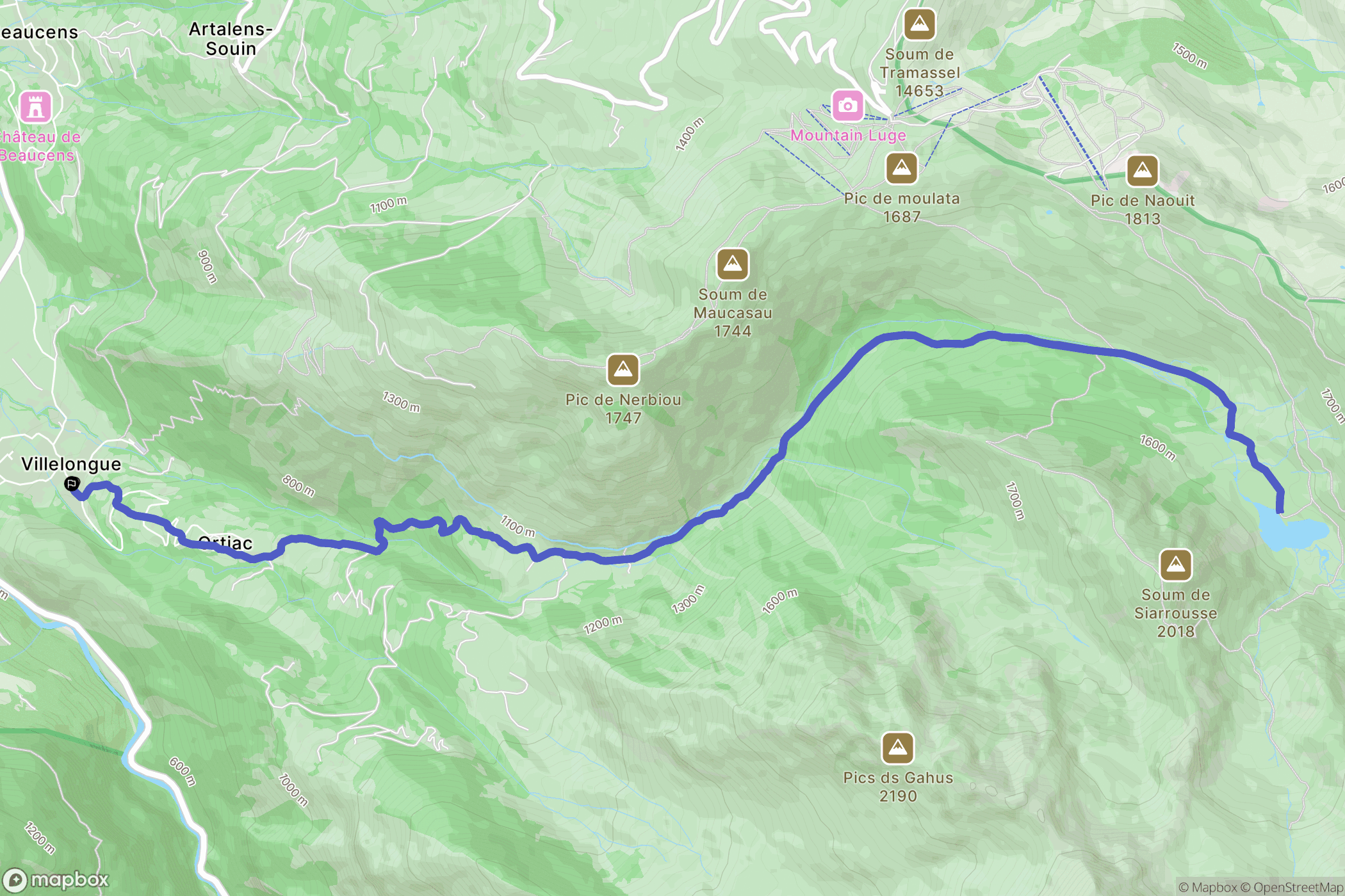 Villelongue : carte du parcours de randonnée - France
