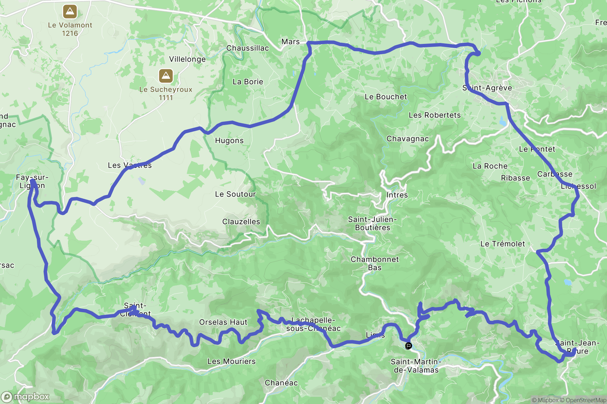 Saint-Martin-de-Valamas : carte du parcours de randonnée - France