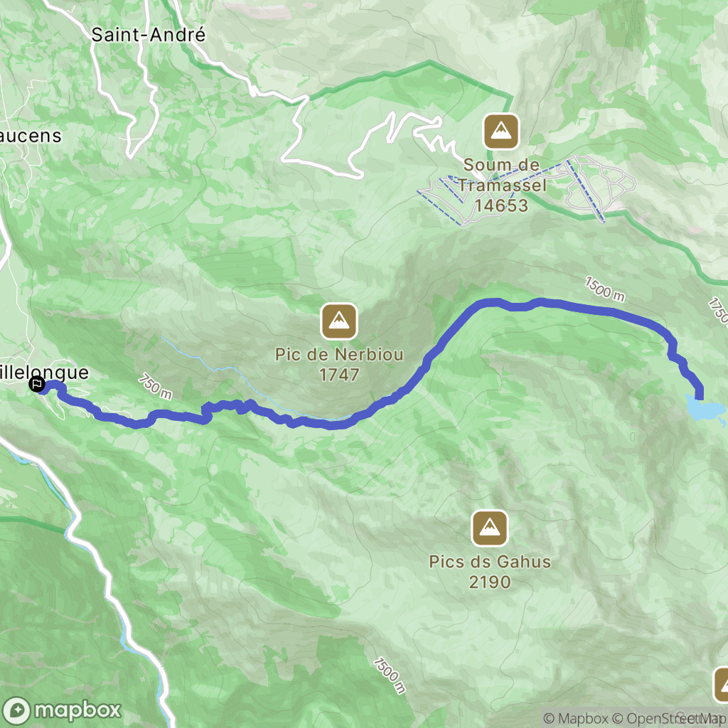 Villelongue : carte du parcours de randonnée - France