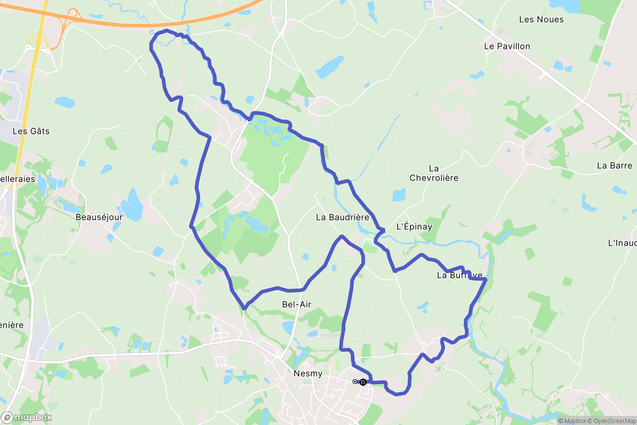 Nesmy : carte du parcours de randonnée - France
