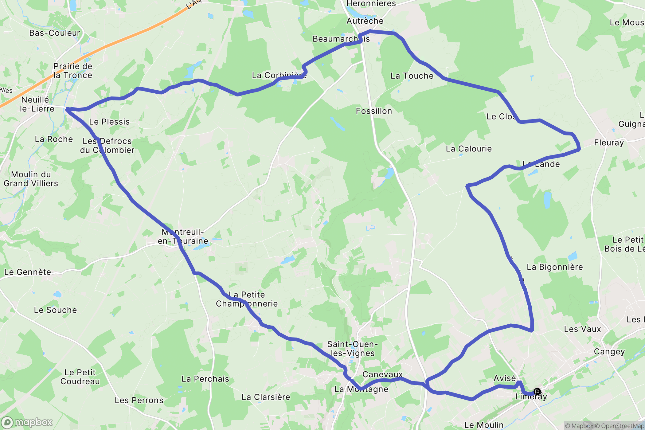 Limeray : carte du parcours de randonnée - France