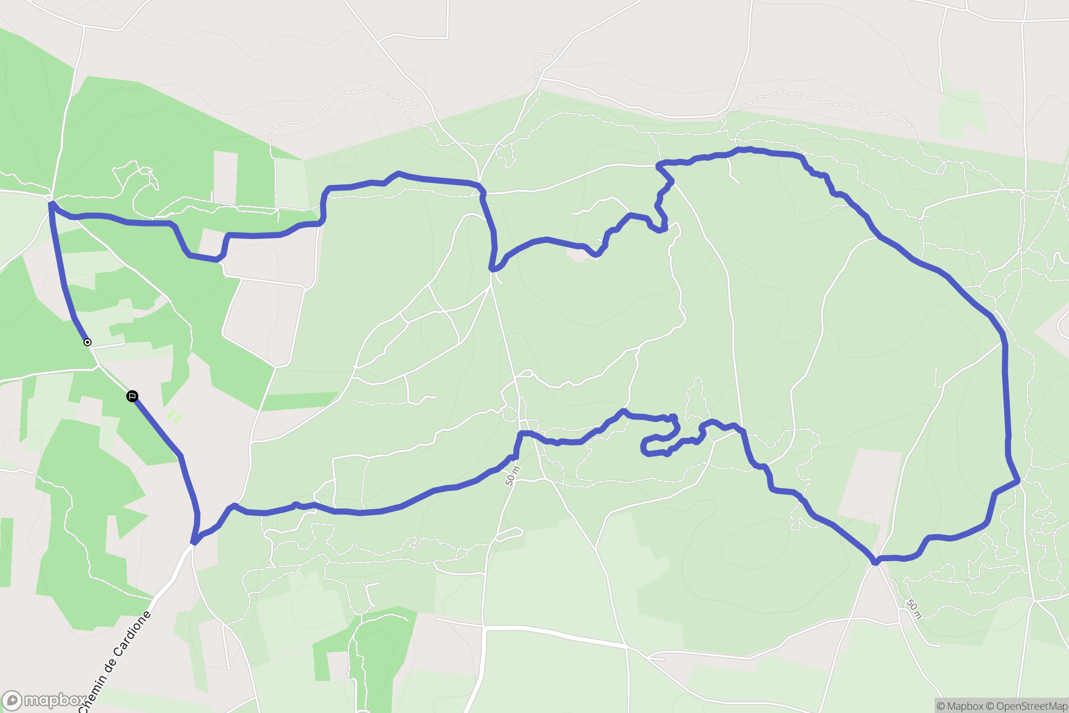 Aubais : carte du parcours de randonnée - France