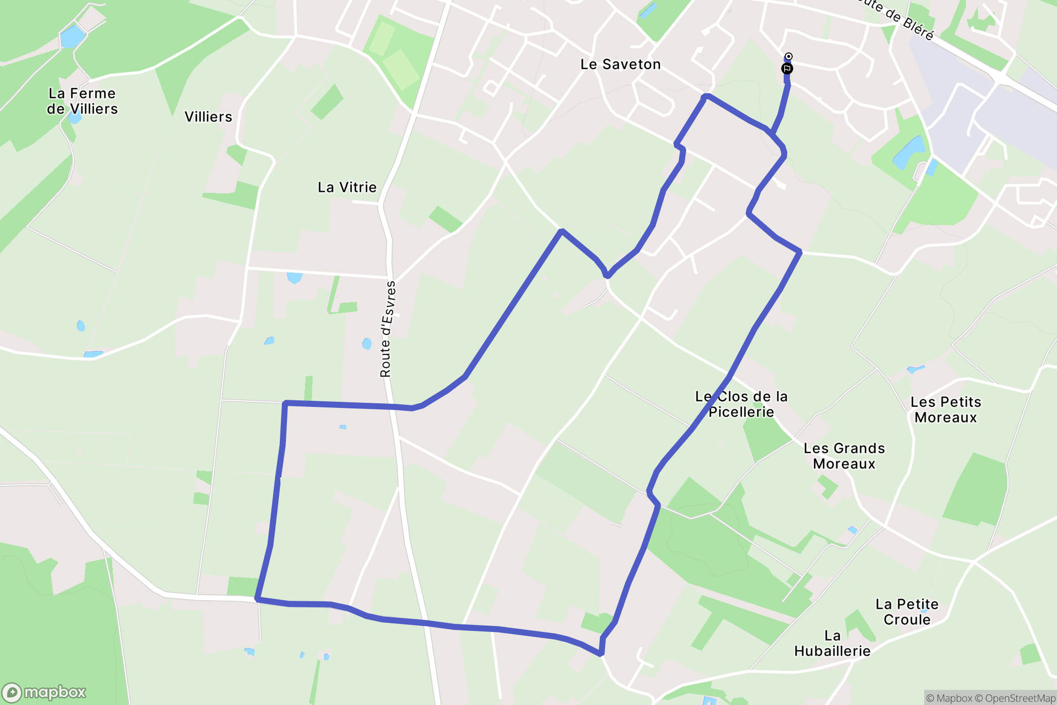 Véretz : carte du parcours de randonnée - France