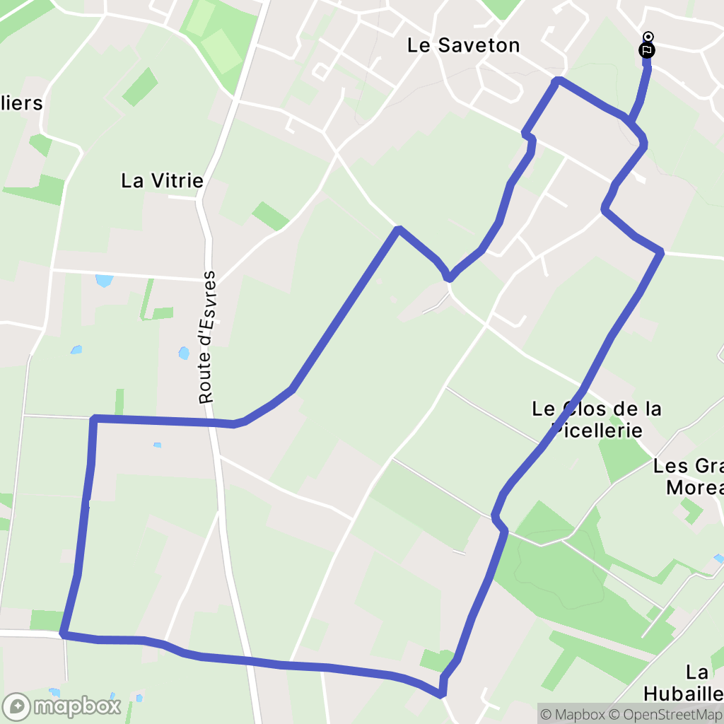 Véretz : carte du parcours de randonnée - France