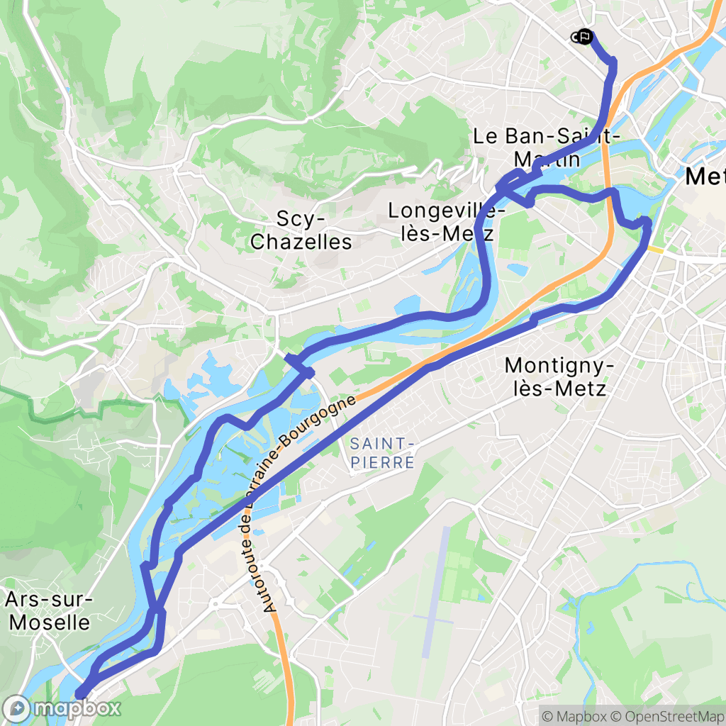 Metz : carte du parcours de randonnée - France