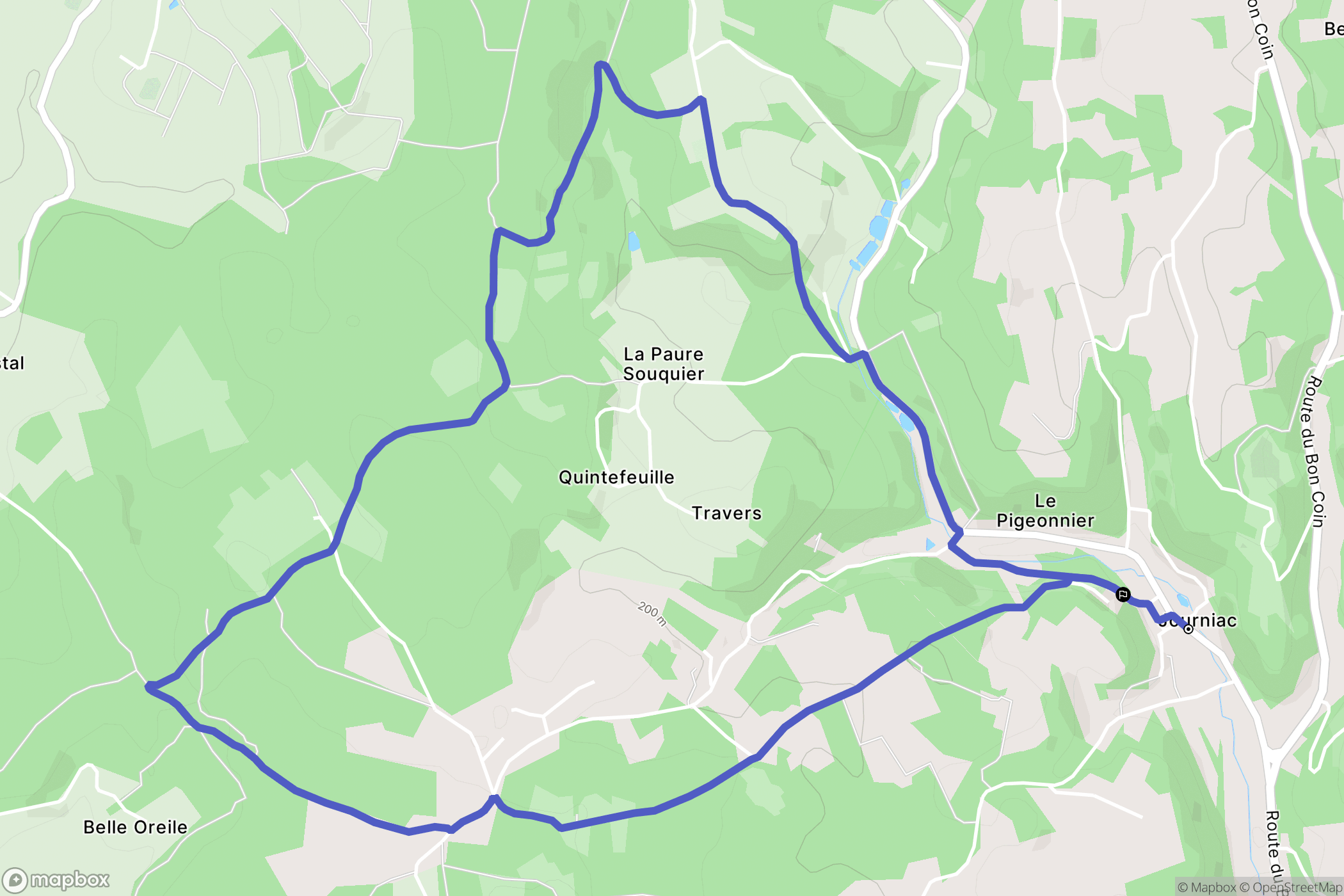 Journiac : carte du parcours de randonnée - France