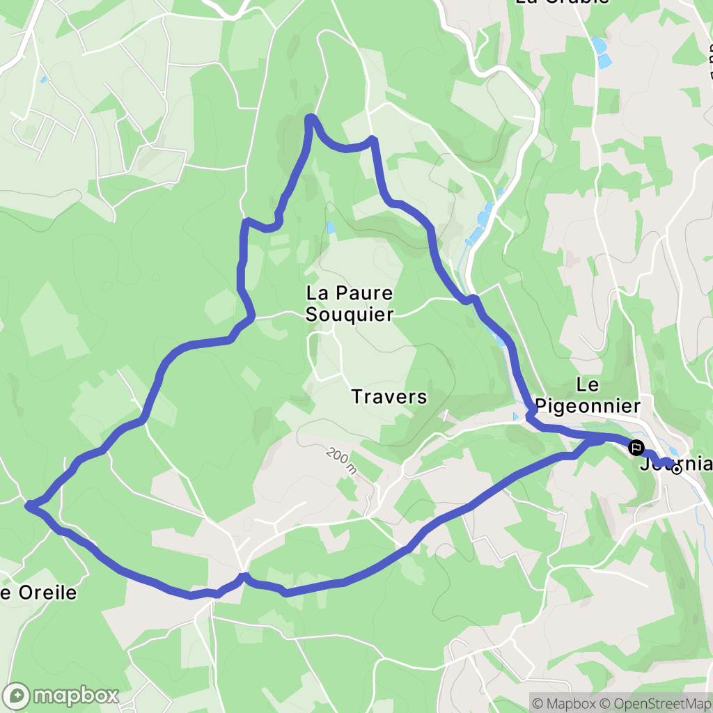 Journiac : carte du parcours de randonnée - France