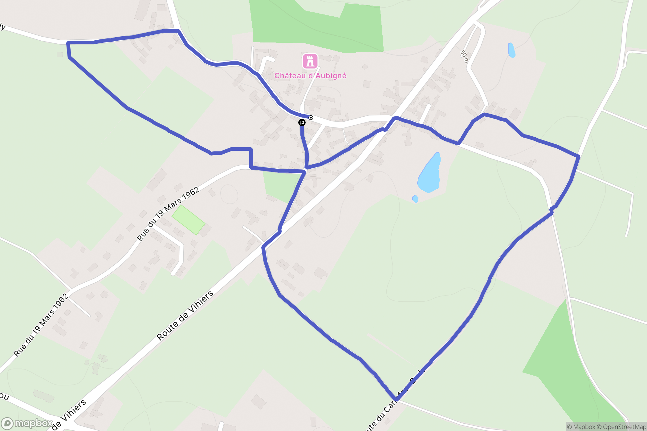 Aubigné-sur-Layon : carte du parcours de randonnée - France