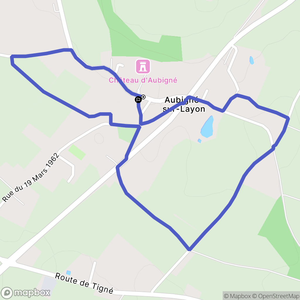 Aubigné-sur-Layon : carte du parcours de randonnée - France