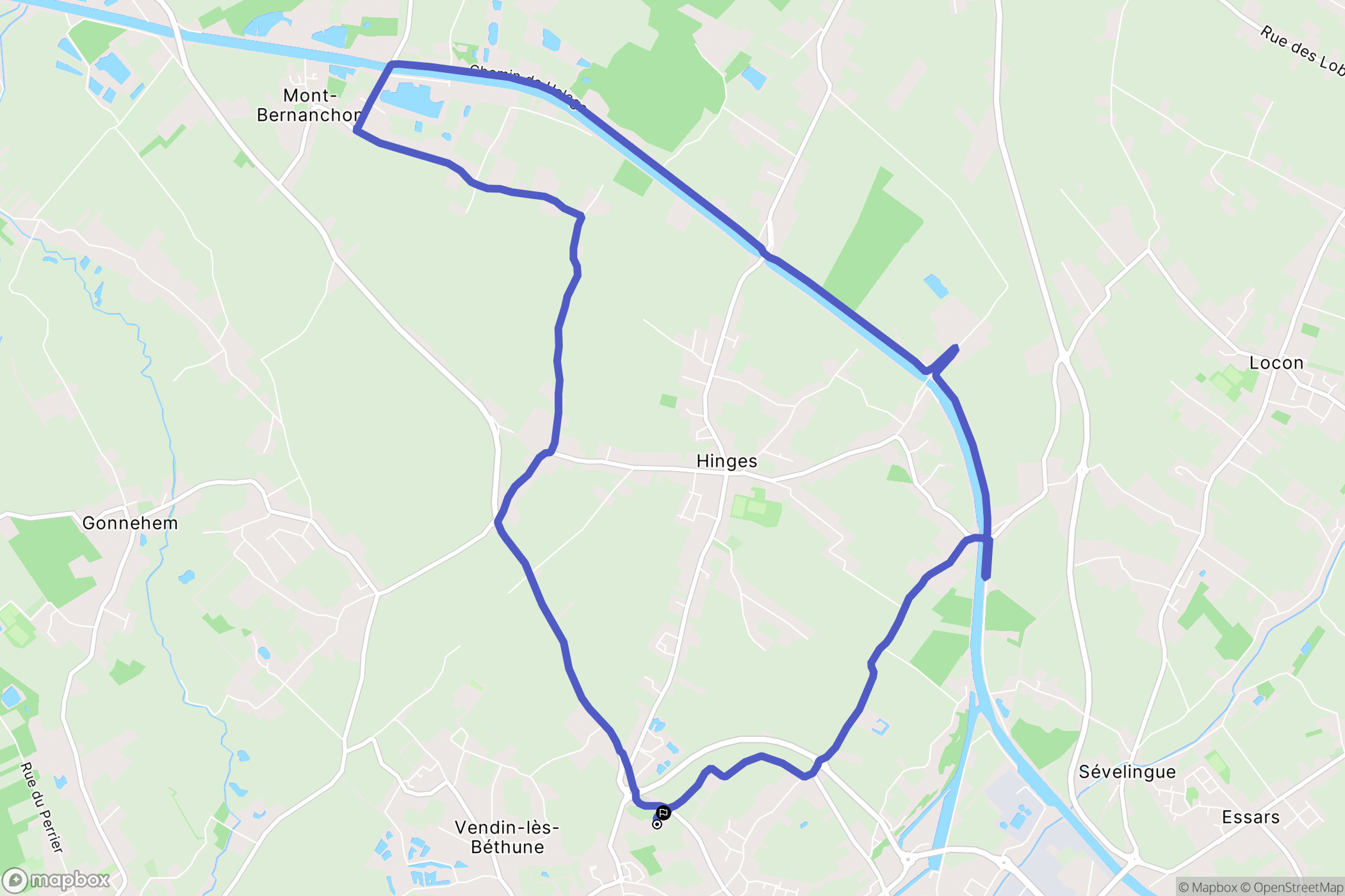 Vendin-lès-Béthune : carte du parcours de randonnée - France