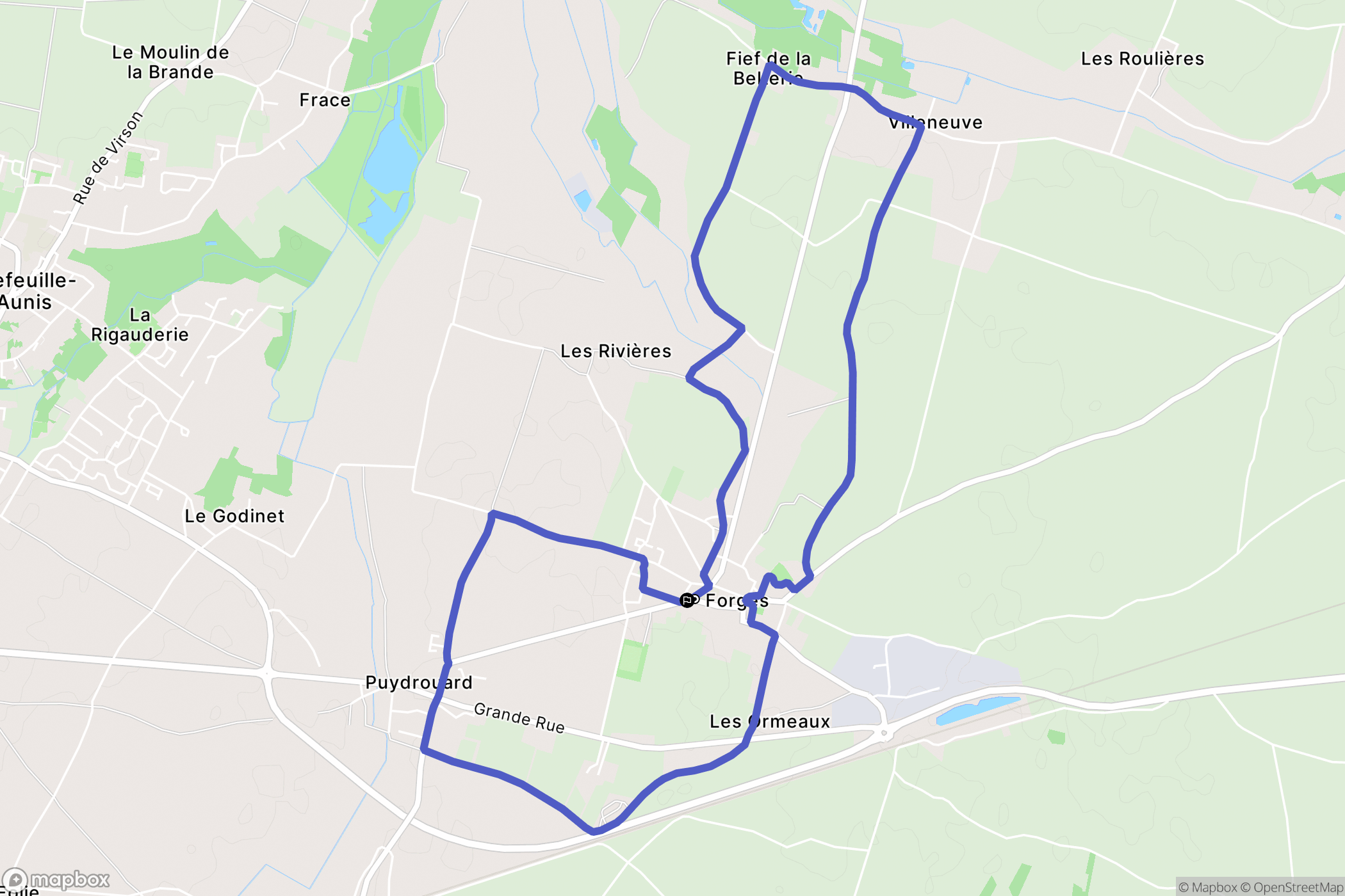 Forges : carte du parcours de randonnée - France
