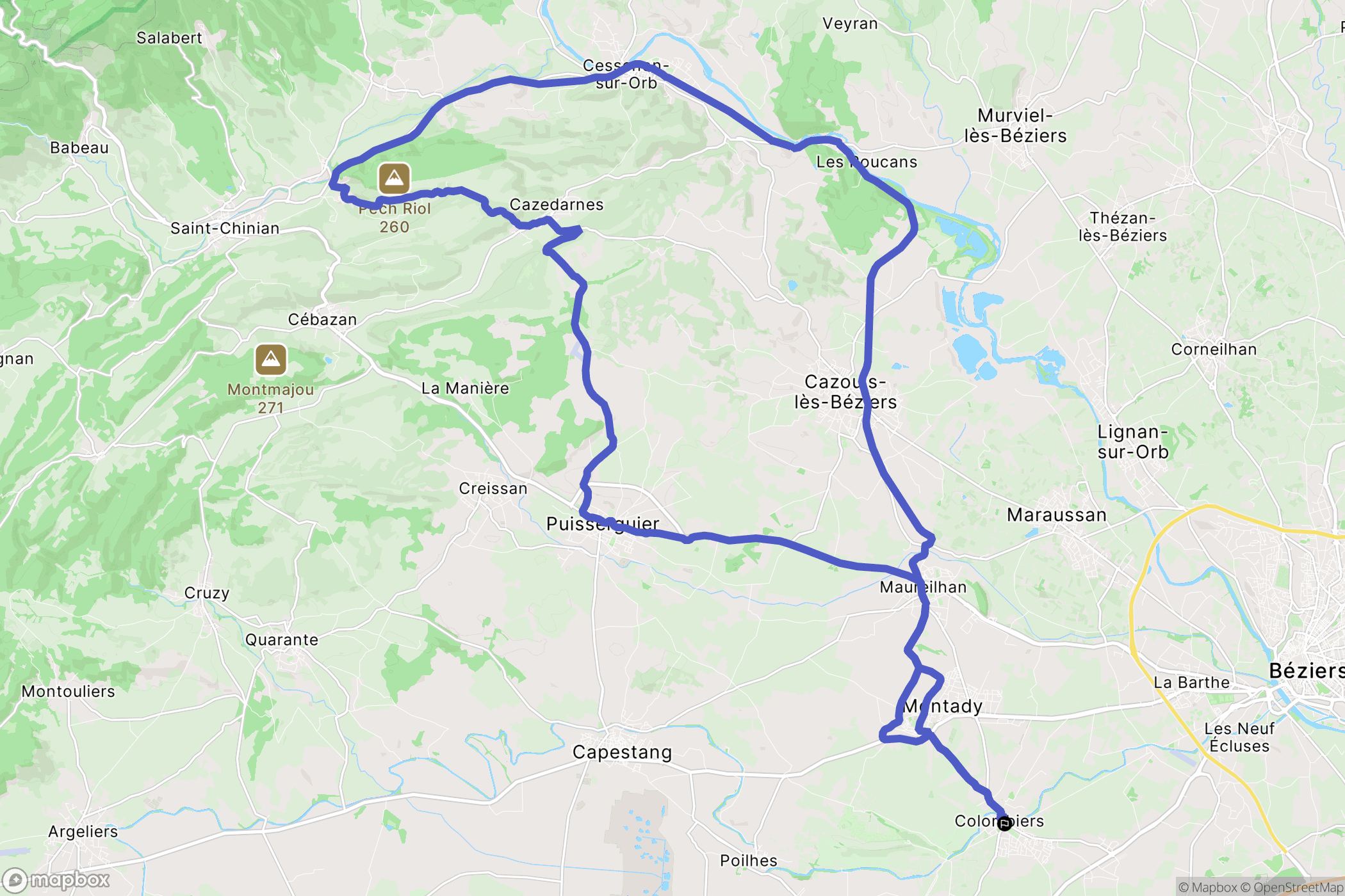 Colombiers : carte du parcours de randonnée - France
