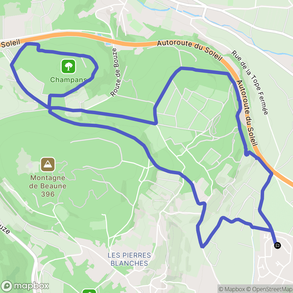 Beaune : carte du parcours de randonnée - France