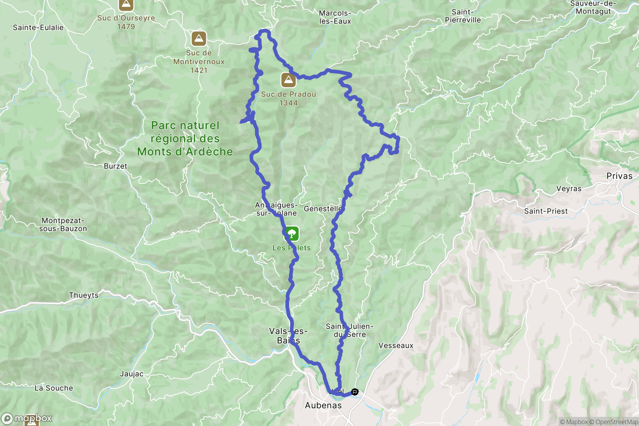 Saint-Privat : carte du parcours de randonnée - France