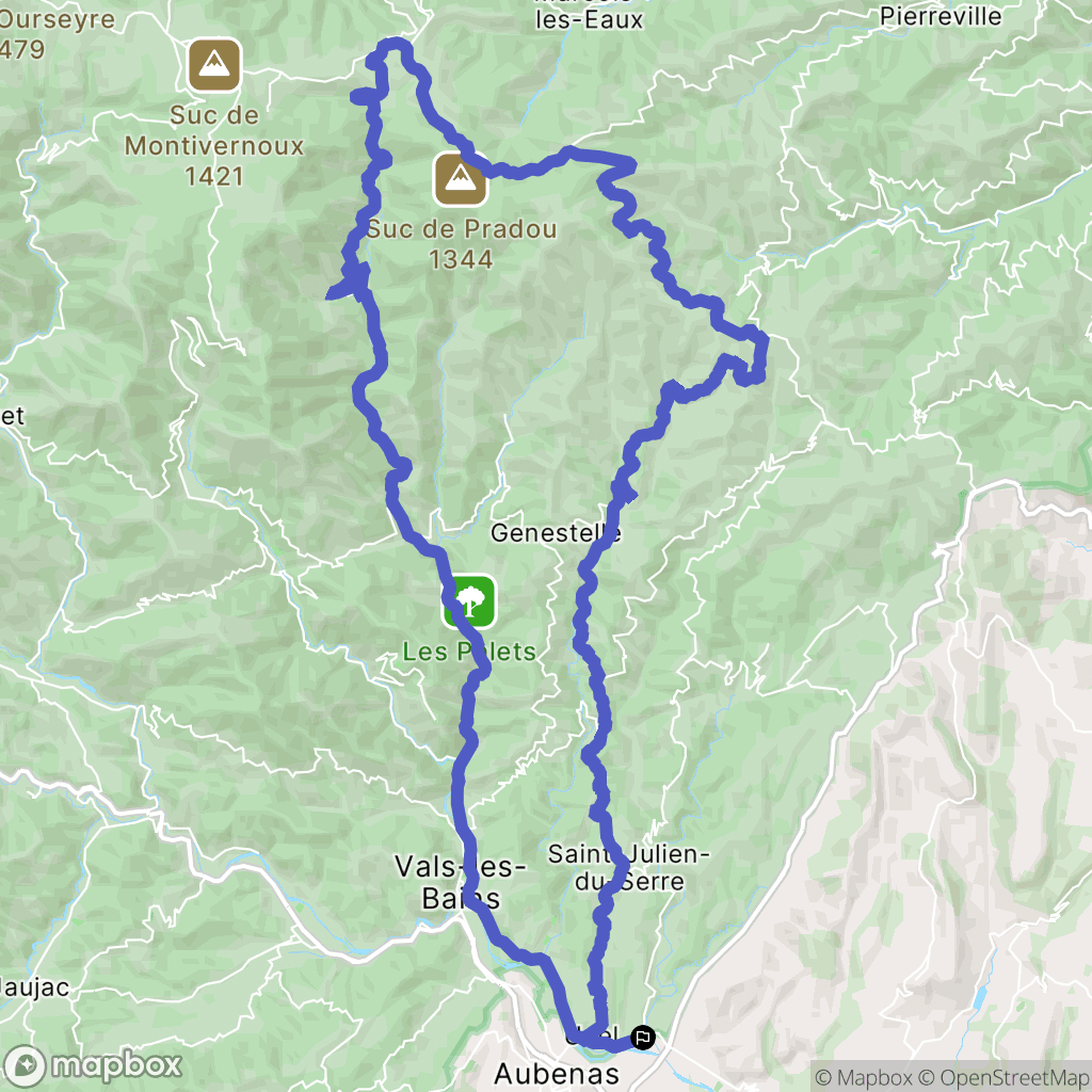 Saint-Privat : carte du parcours de randonnée - France
