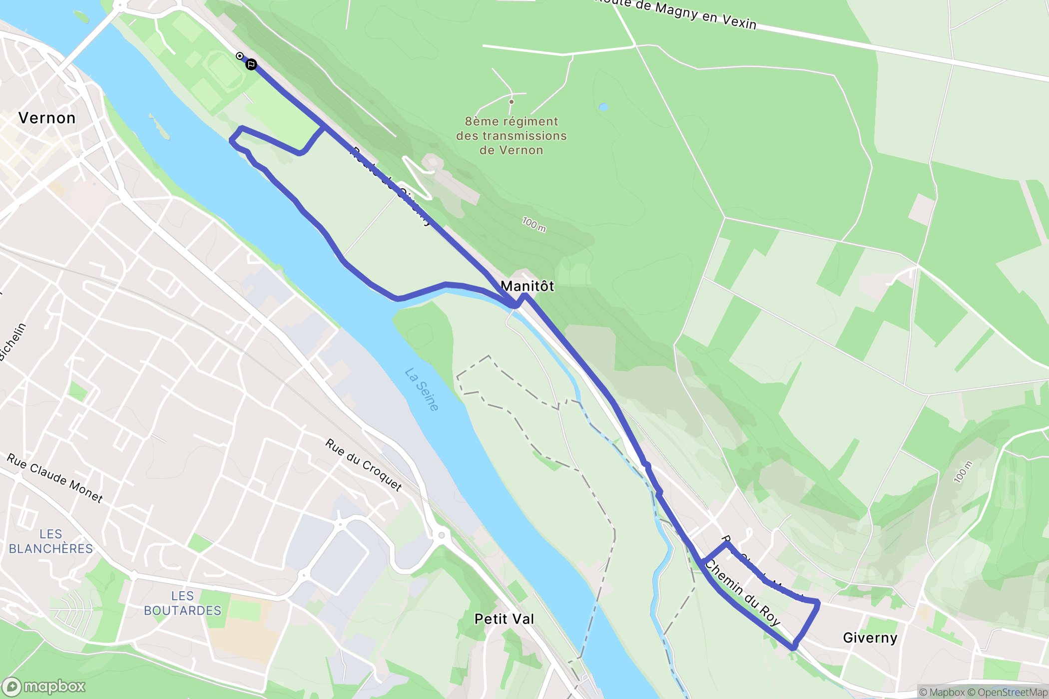 Vernon : carte du parcours de randonnée - France