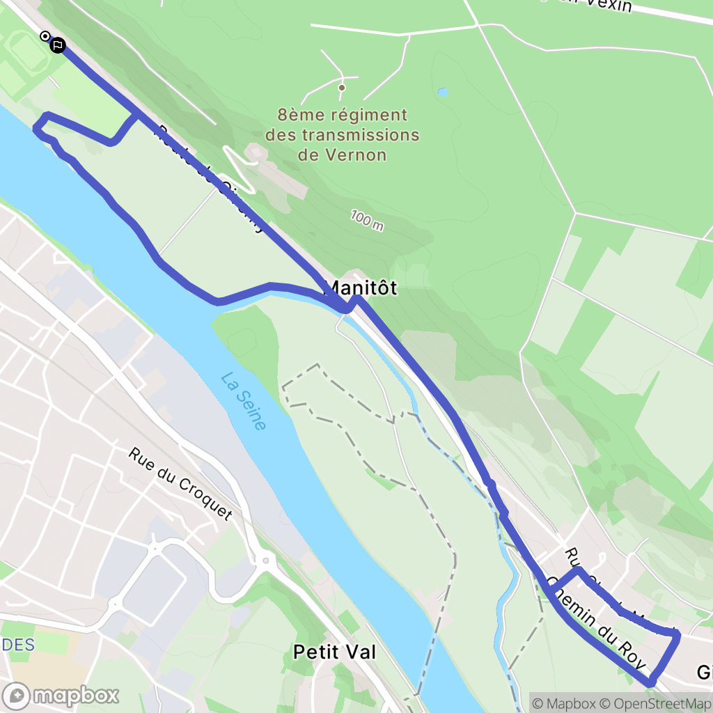 Vernon : carte du parcours de randonnée - France