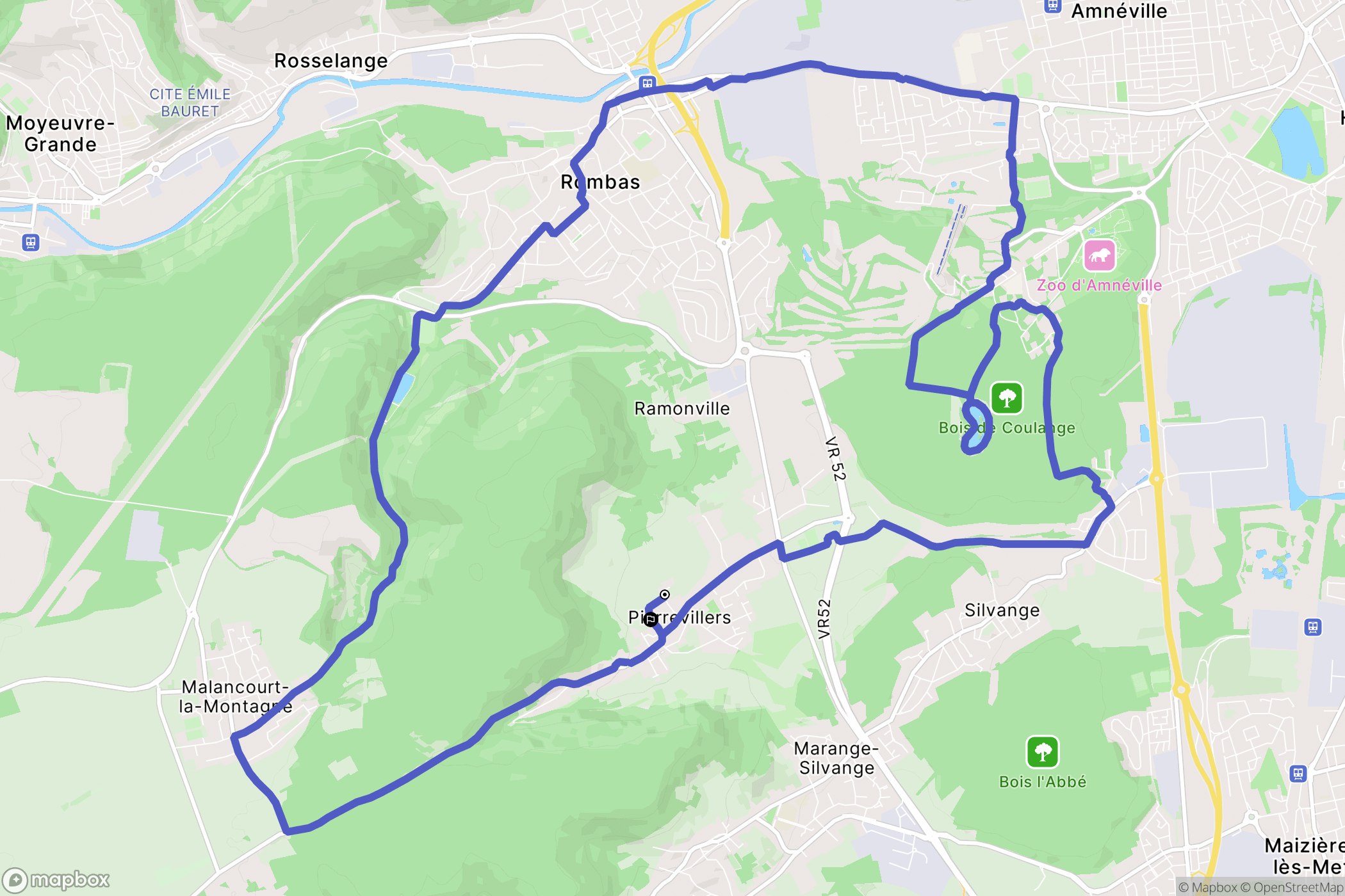 Pierrevillers : carte du parcours de randonnée - France