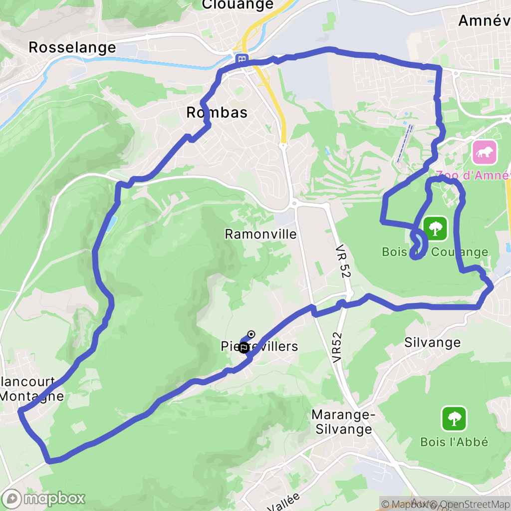 Pierrevillers : carte du parcours de randonnée - France