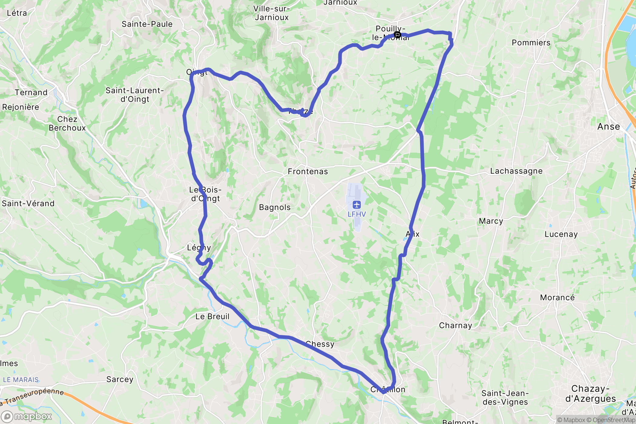 Porte des Pierres Dorées : carte du parcours de randonnée - France