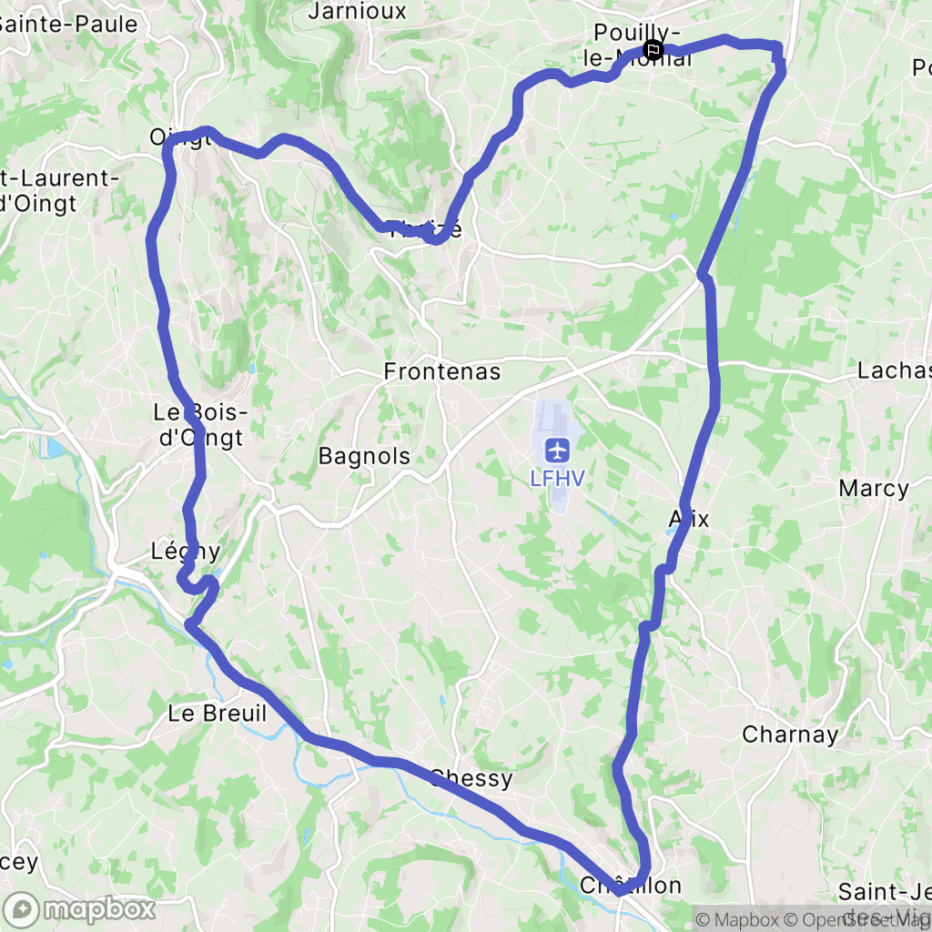 Porte des Pierres Dorées : carte du parcours de randonnée - France