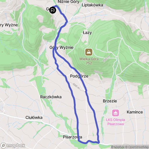 Pisarzowa: mapa trasy - Poland