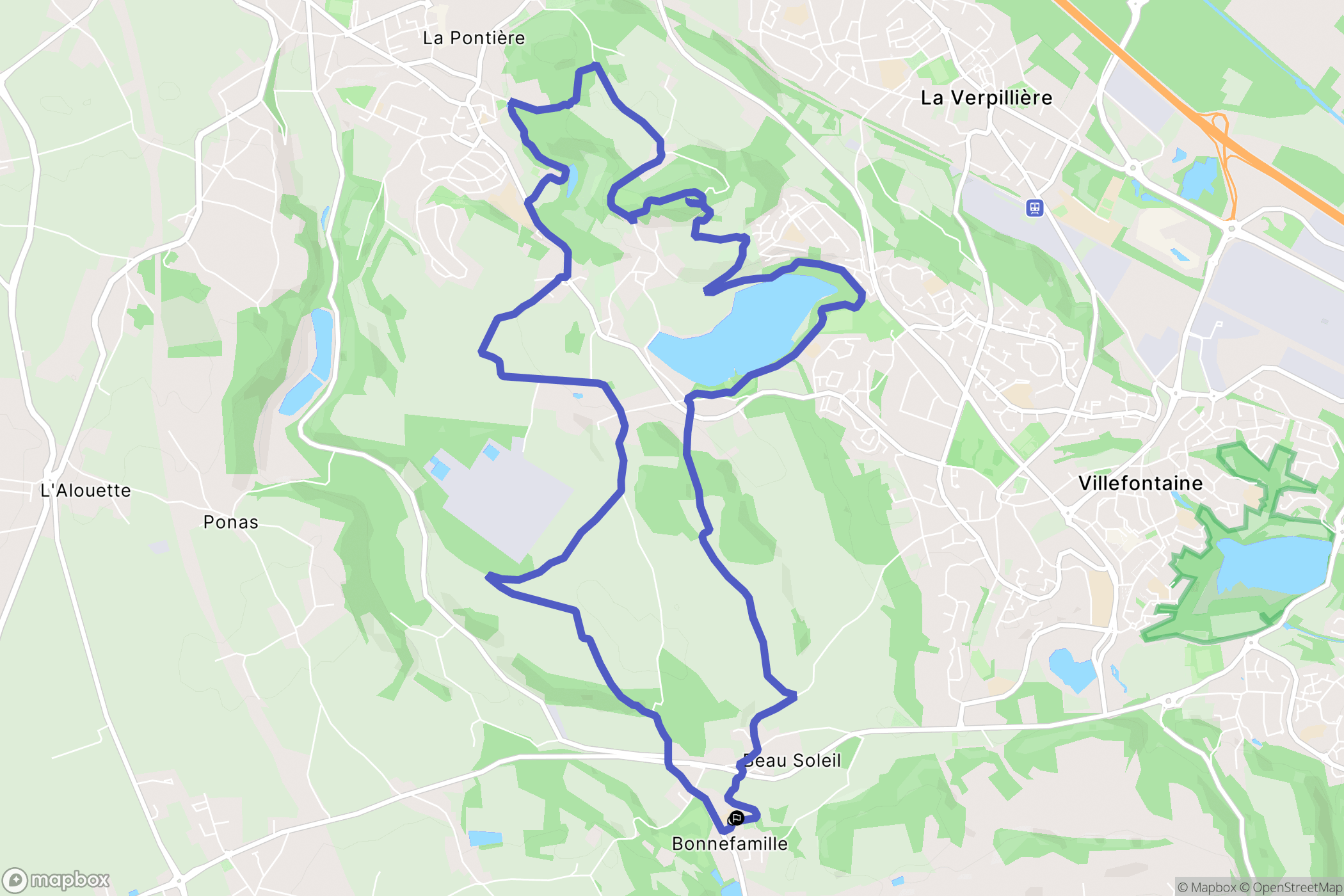 Bonnefamille : carte du parcours de randonnée - France