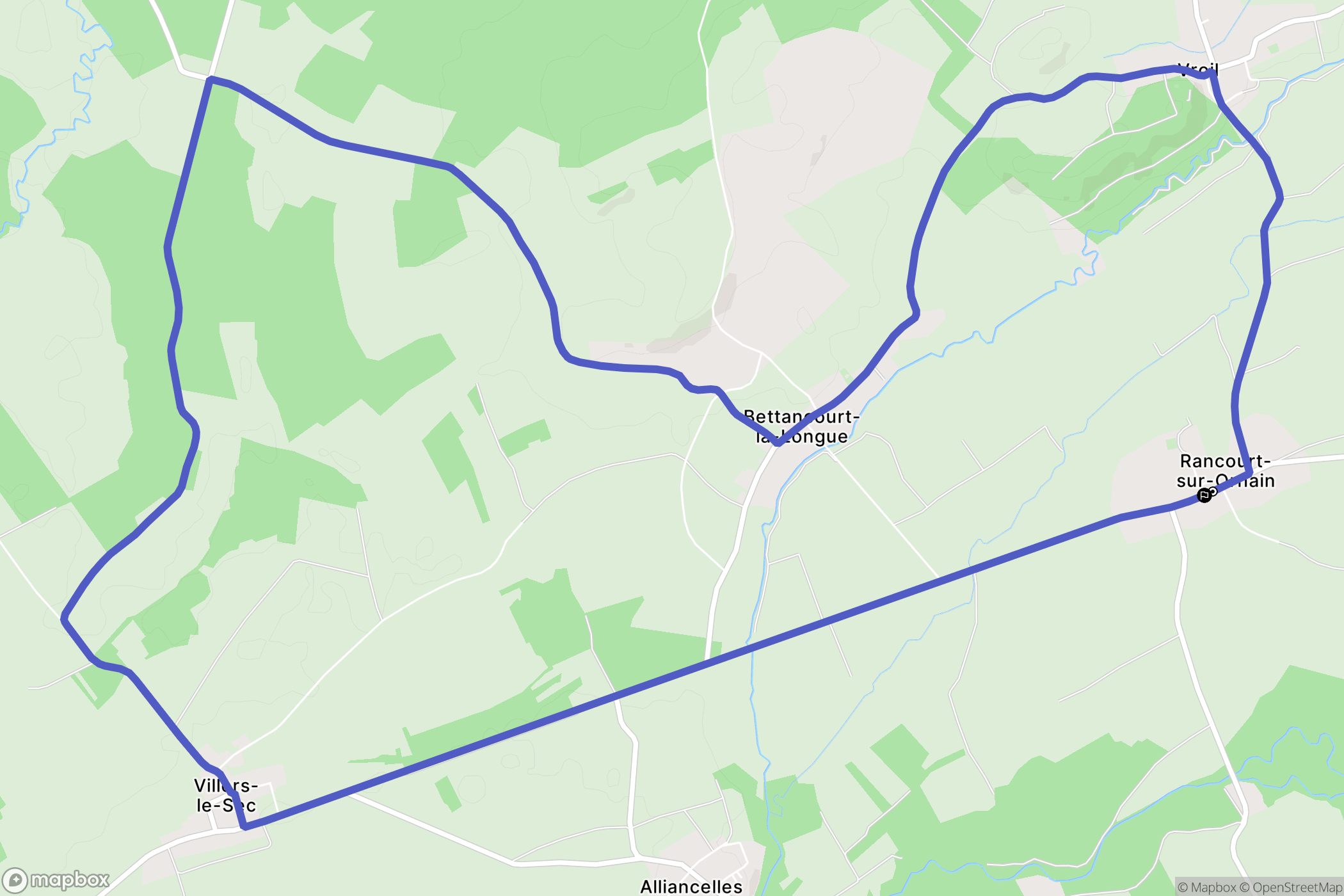 Rancourt-sur-Ornain : carte du parcours de randonnée - France